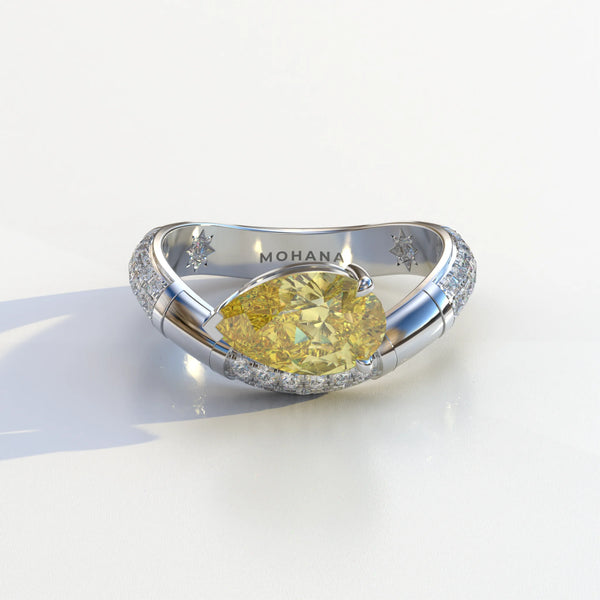 2 Carat Yellow Lab Grown Diamond Engagement Ring – Pear Cut East-West | J'Lure