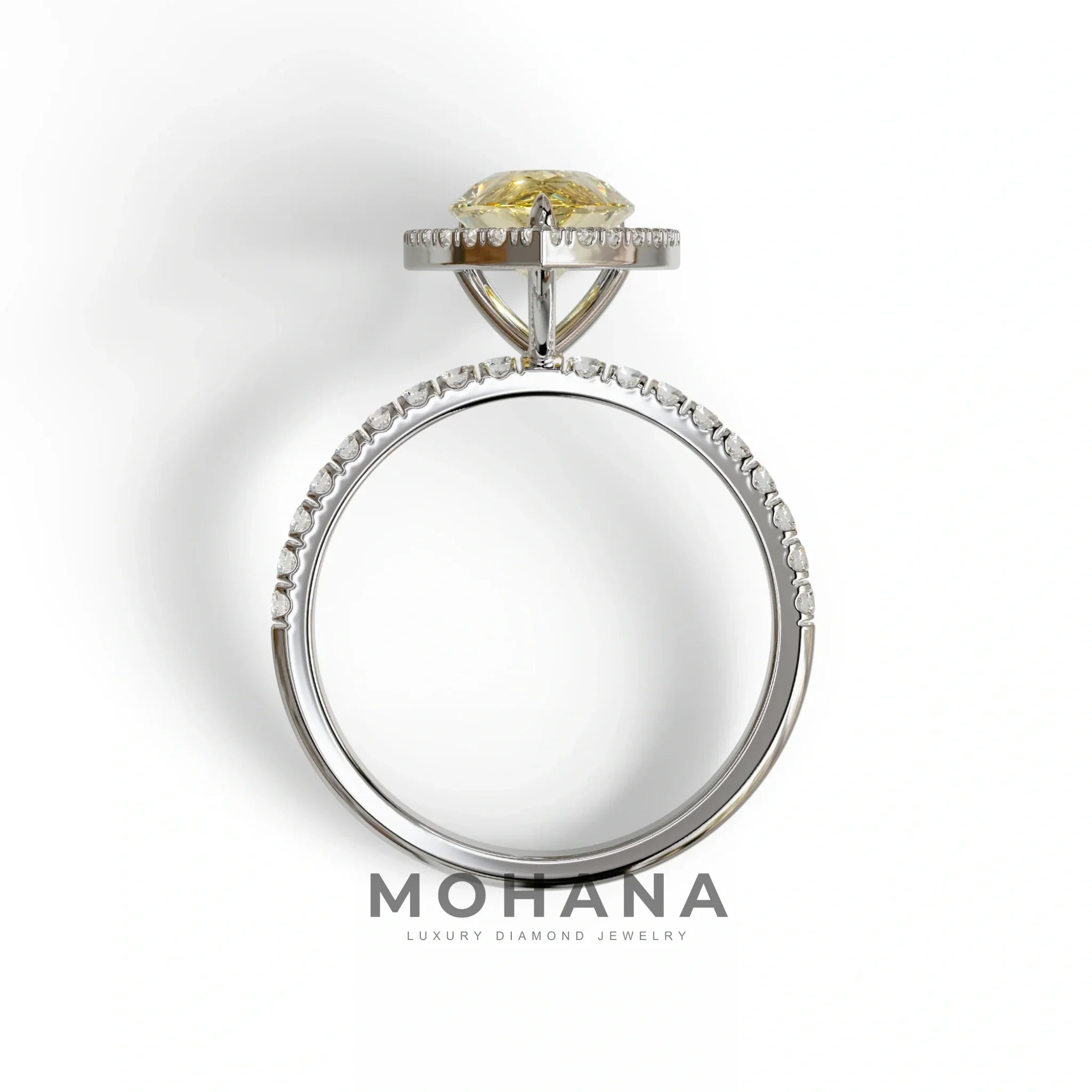 2 Carat Yellow Pear Cut Halo & Pave Lab Diamond Ring - Glam Deck