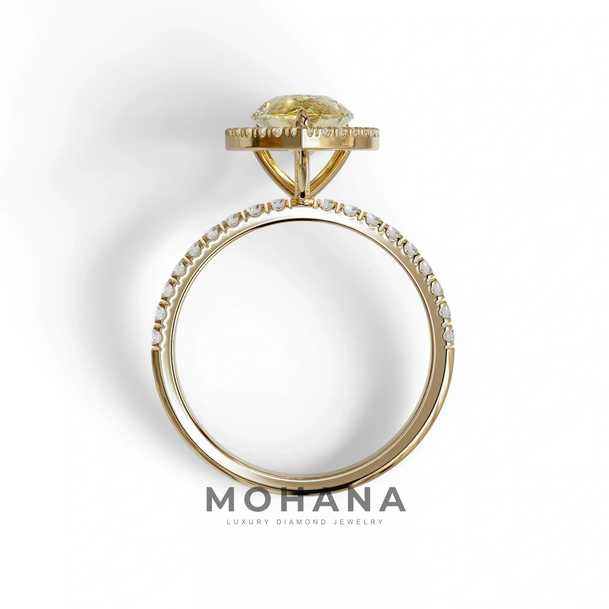 2 Carat Yellow Pear Cut Halo & Pave Lab Diamond Ring - Glam Deck