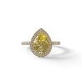 2 Carat Yellow Pear Cut Halo & Pave Lab Diamond Ring - Glam Deck - 10K Solid Gold / Yellow Gold