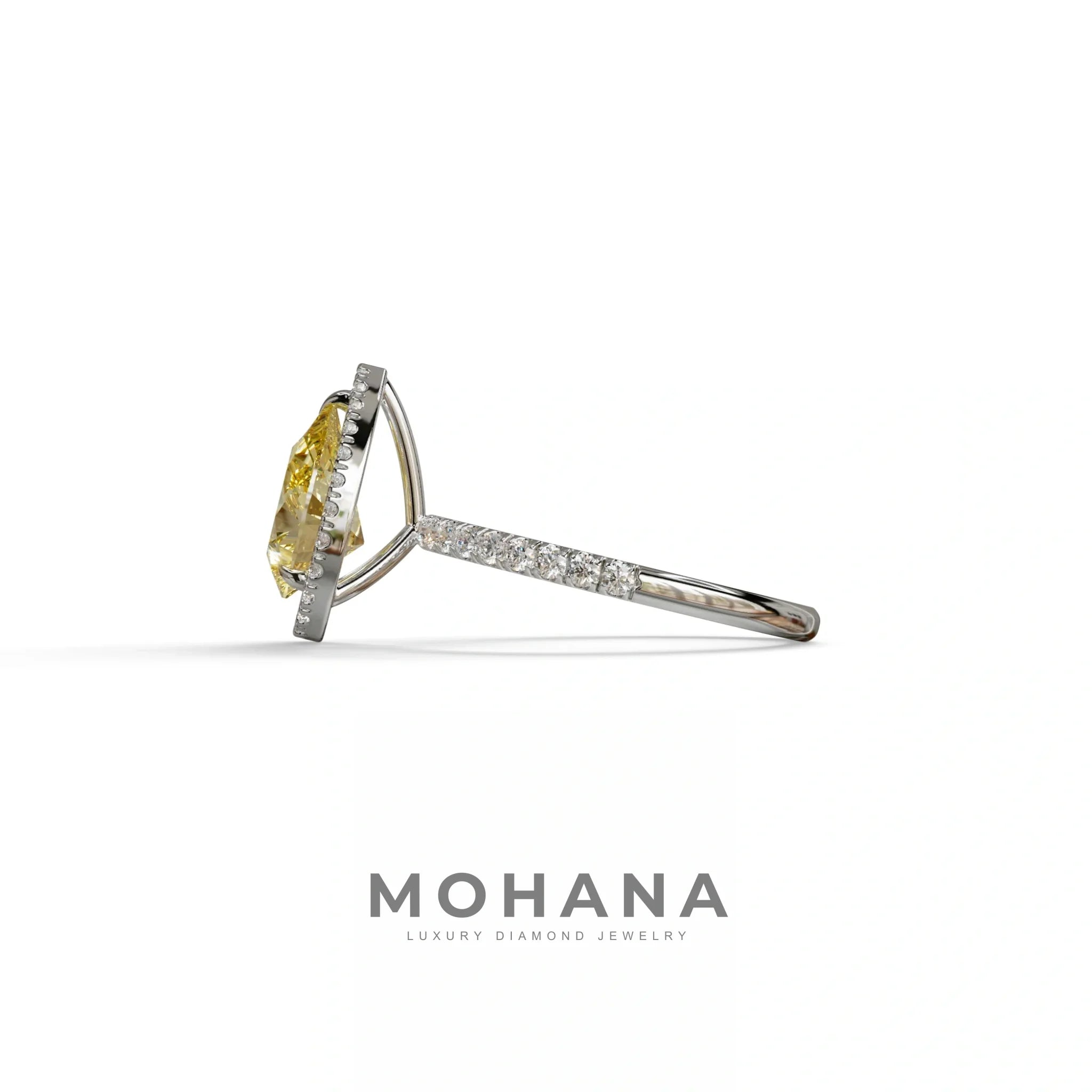 2 Carat Yellow Pear Cut Halo & Pave Lab Diamond Ring - Glam Deck