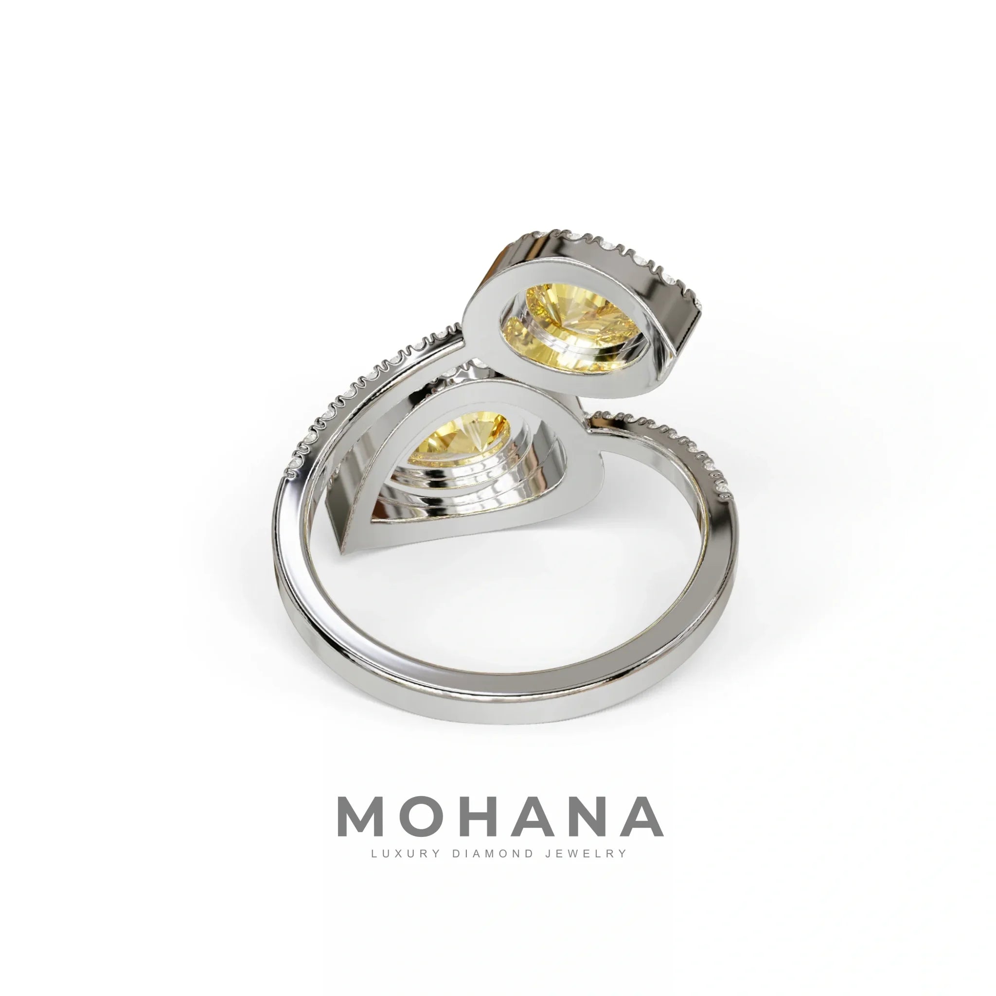 2 Carat Yellow Pear Cut Halo & Pave Lab Grown Diamond Ring - Ahurissant