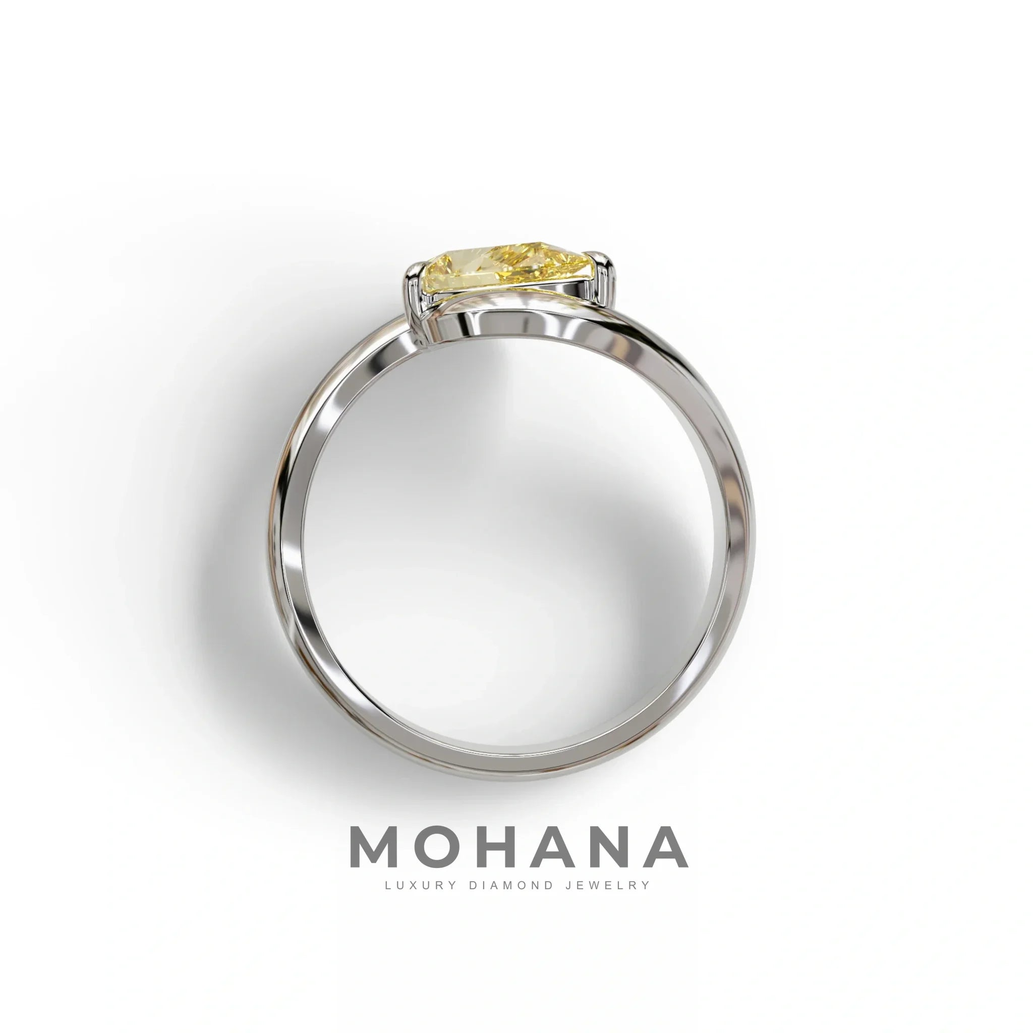 2 Carat Yellow Pear Cut Solitaire Lab Grown Diamond Ring - Maniya