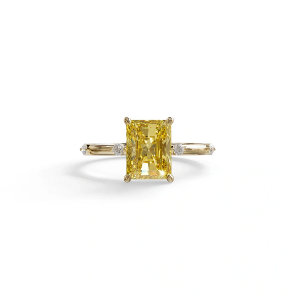 2 Carat Yellow Lab Grown Diamond Engagement Ring – Radiant Cut Channel | Elaria