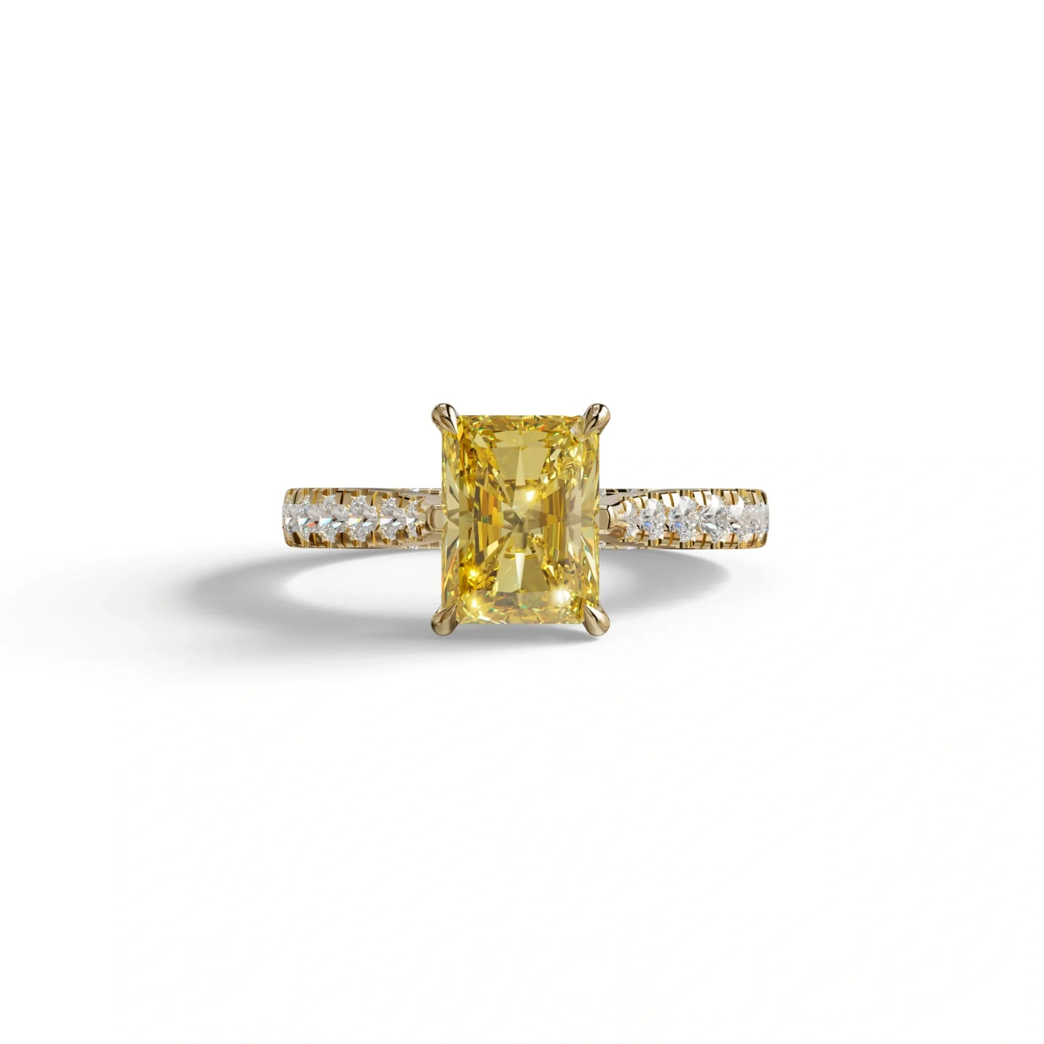 2 Carat Yellow Radiant Cut Halo & Pave Lab Grown Diamond Ring- Asphalt