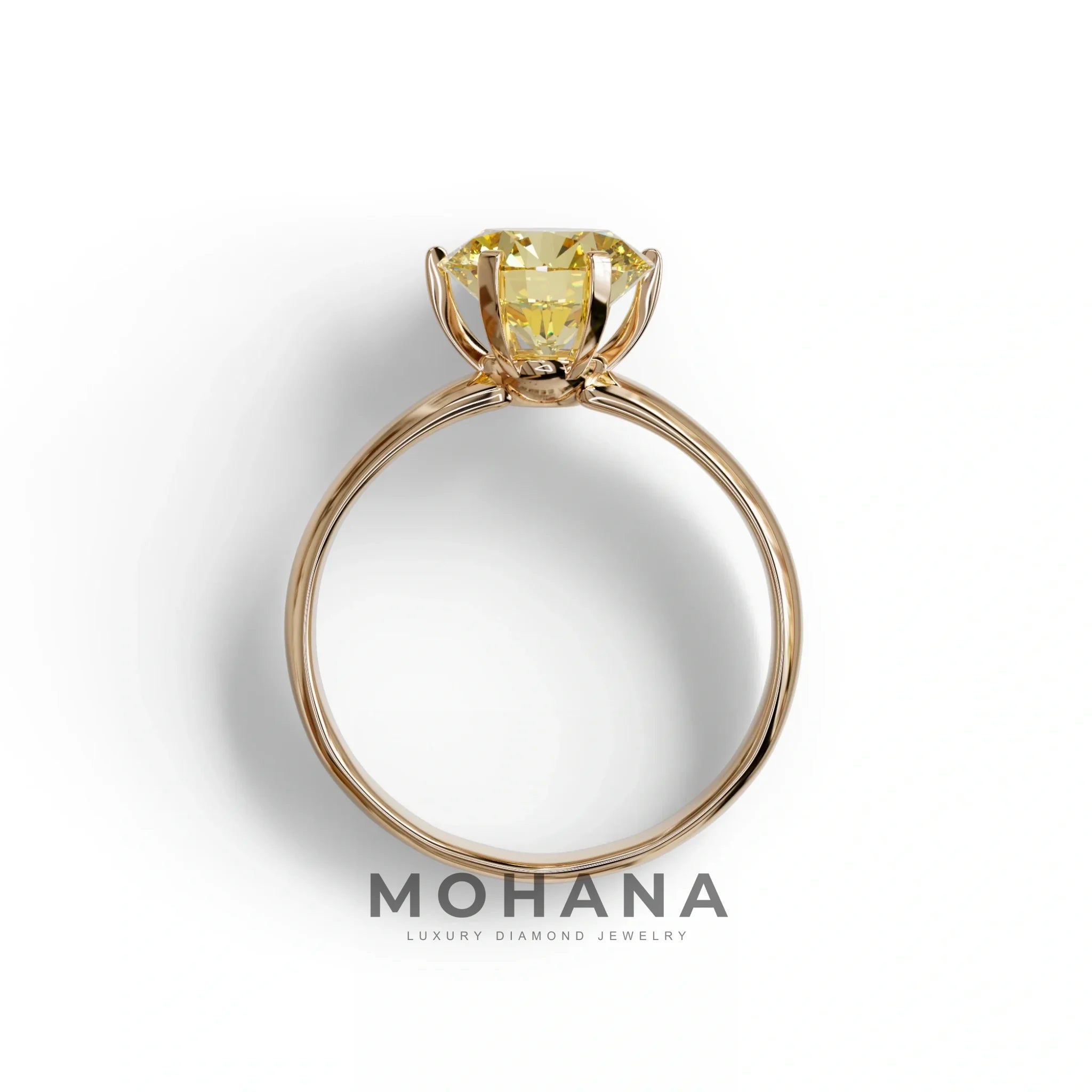 2 Carat Yellow Round Cut Solitaire Lab Diamond Ring - Fury