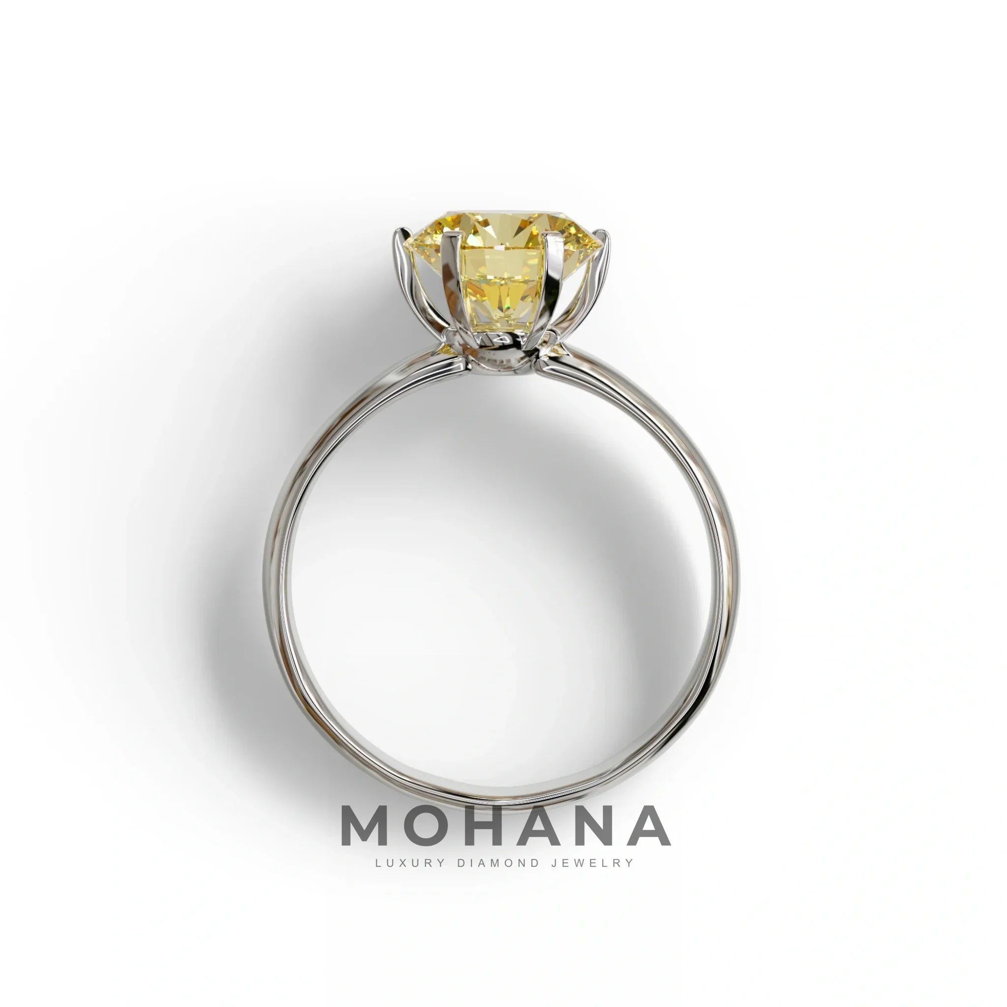 2 Carat Yellow Round Cut Solitaire Lab Diamond Ring - Fury