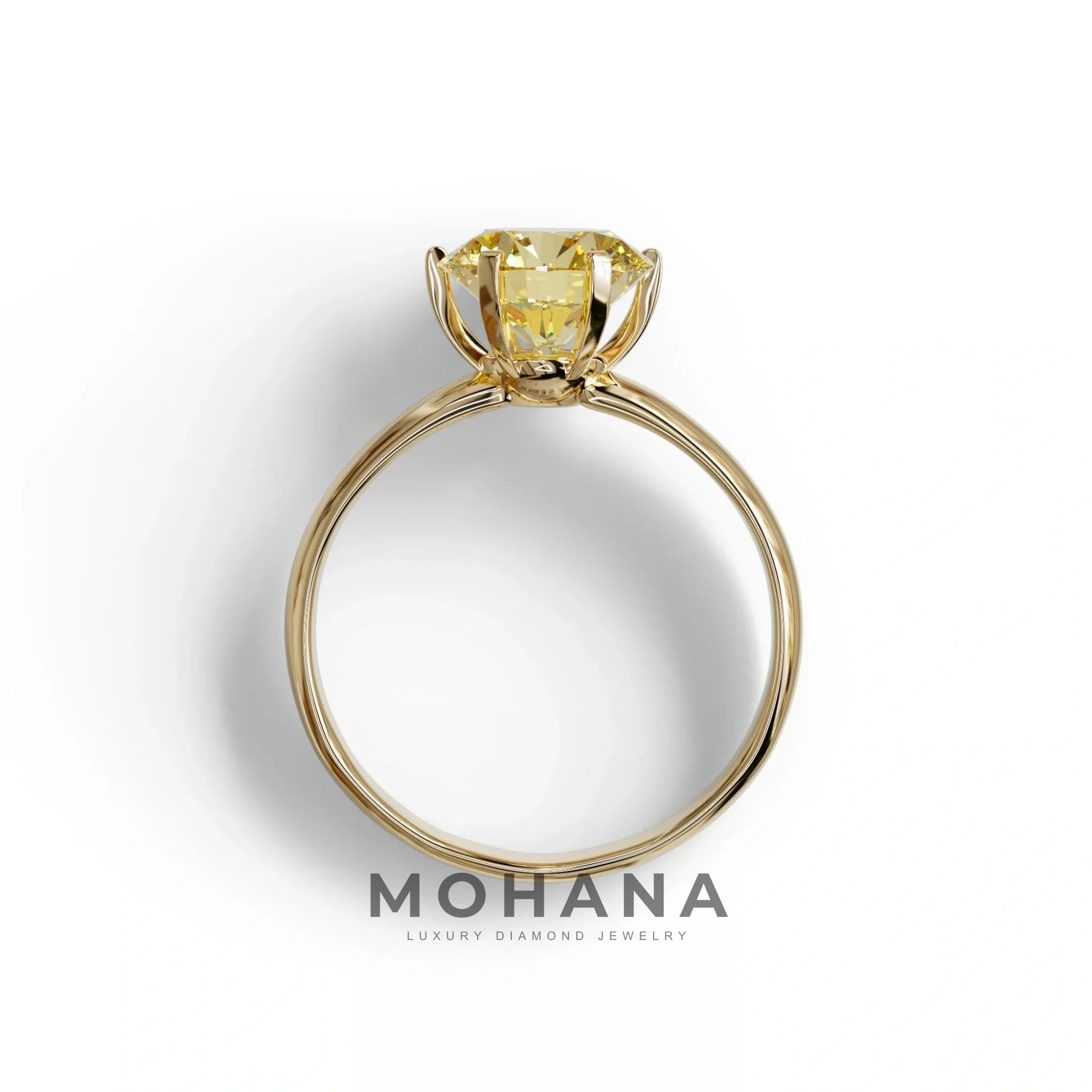 2 Carat Yellow Round Cut Solitaire Lab Diamond Ring - Fury