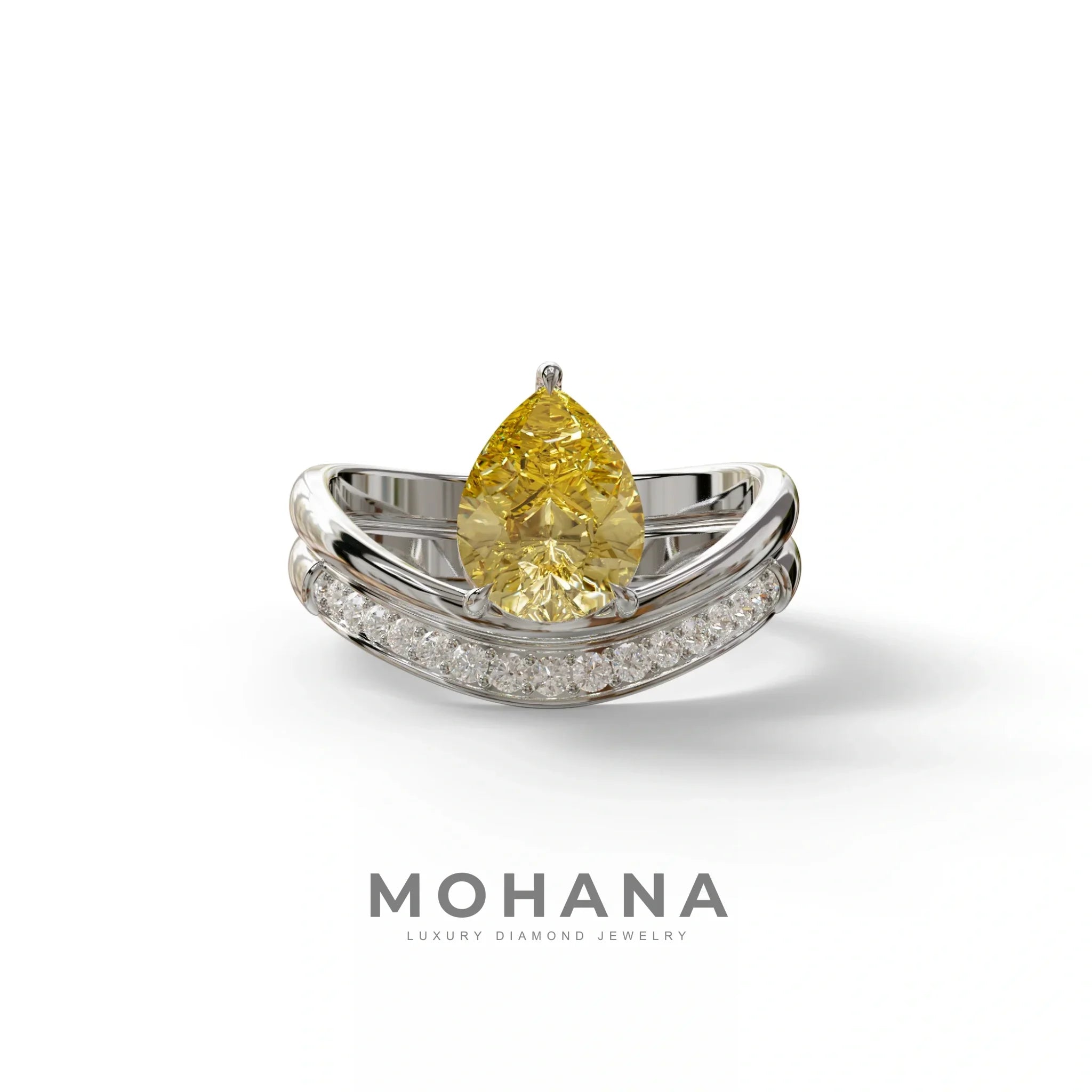 2 Carat Yellow Color Lab Diamond Wedding Ring set - Gemini - 10K Solid Gold / White Gold
