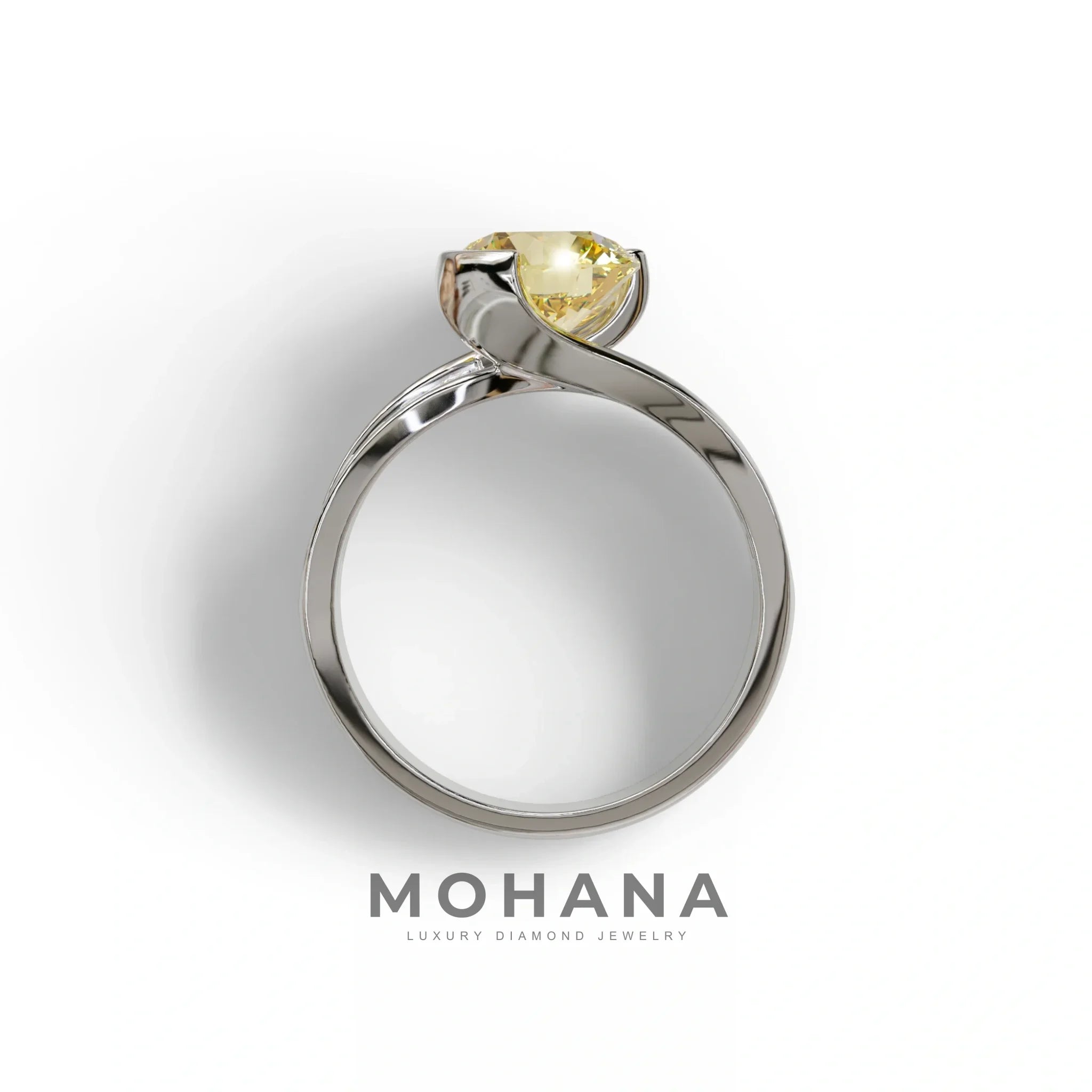 2 Carat Yellow Round Shaped Channel Set Lab Diamond Engagement Ring - Avonlea