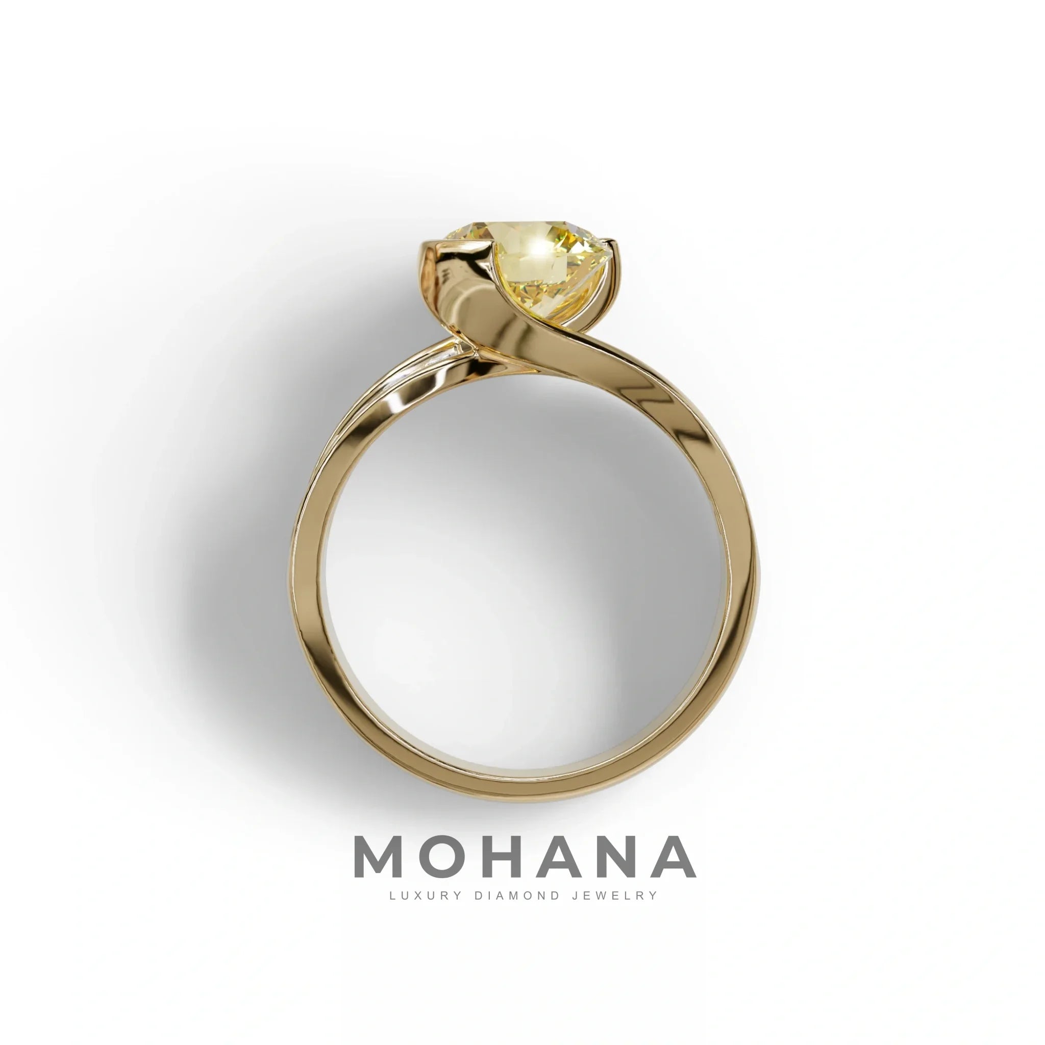 2 Carat Yellow Round Shaped Channel Set Lab Diamond Engagement Ring - Avonlea