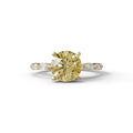 2 Carat Yellow Round Cut Hidden Halo & Pave Set Lab Diamond Ring - Pure Origin - 10K Solid Gold / Yellow Gold