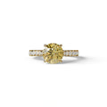 2 Carat Round Cut Yellow Lab Grown Diamond Engagement Ring | Hidden Halo & Pave - Brilliant - 10K Solid Gold / Yellow