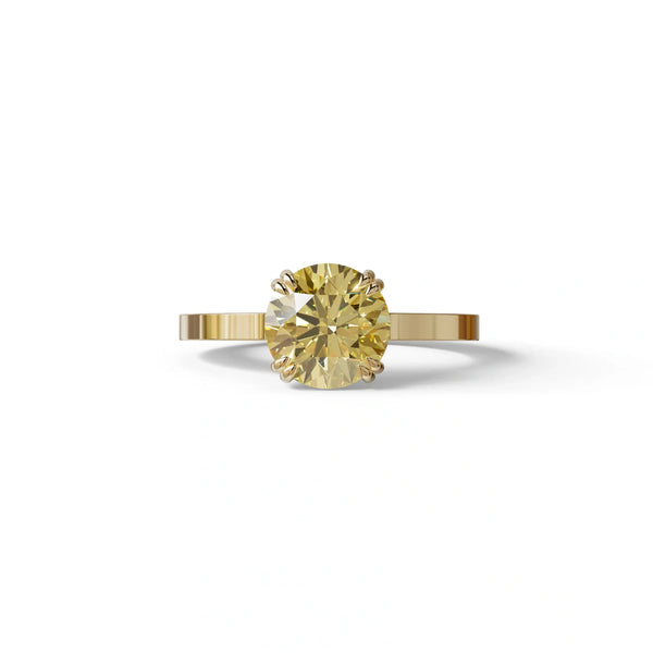 2 Carat Yellow Lab Grown Diamond Engagement Ring – Round Cut Hidden Halo | Maeve