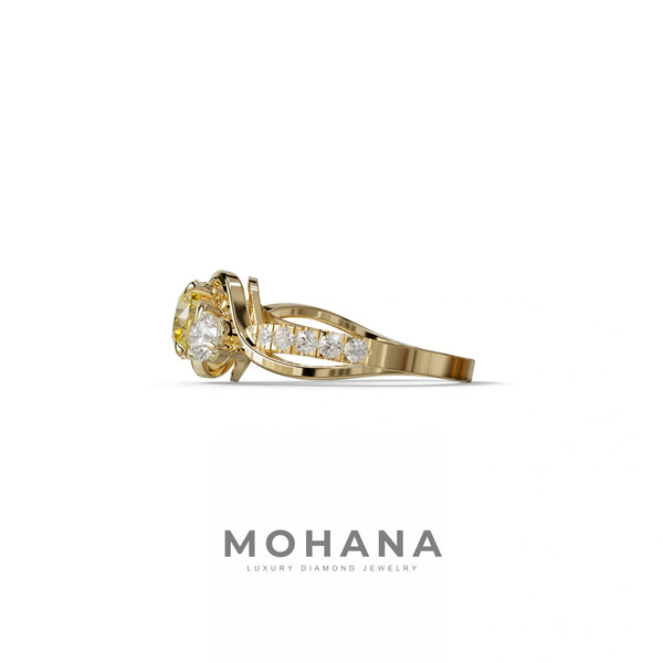 2 Carat Yellow Lab Grown Diamond Engagement Ring – Round Cut Pavé | Giverny alternate view