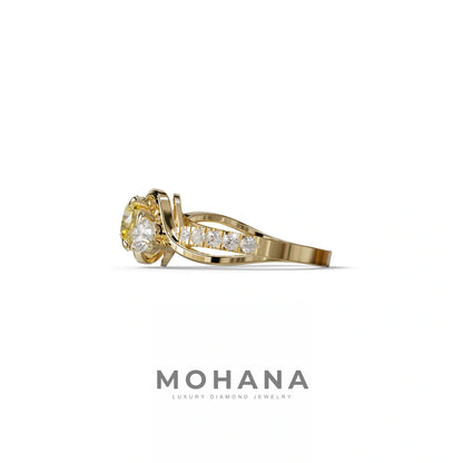 2 Carat Yellow Lab Grown Diamond Round Engagement Ring - Giverny