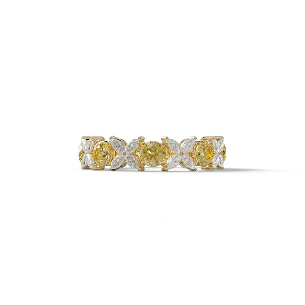 2 Carat Yellow Lab Grown Diamond Wedding Band – Round Cut Cluster