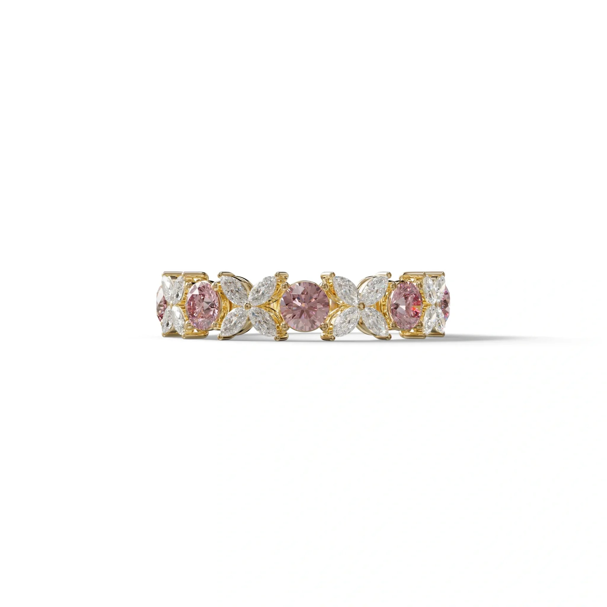 Yellow Gold Marquise & Round Brilliant Diamond Flower Cluster Ring - 18k Gold - 10K Solid Gold / Yellow Gold