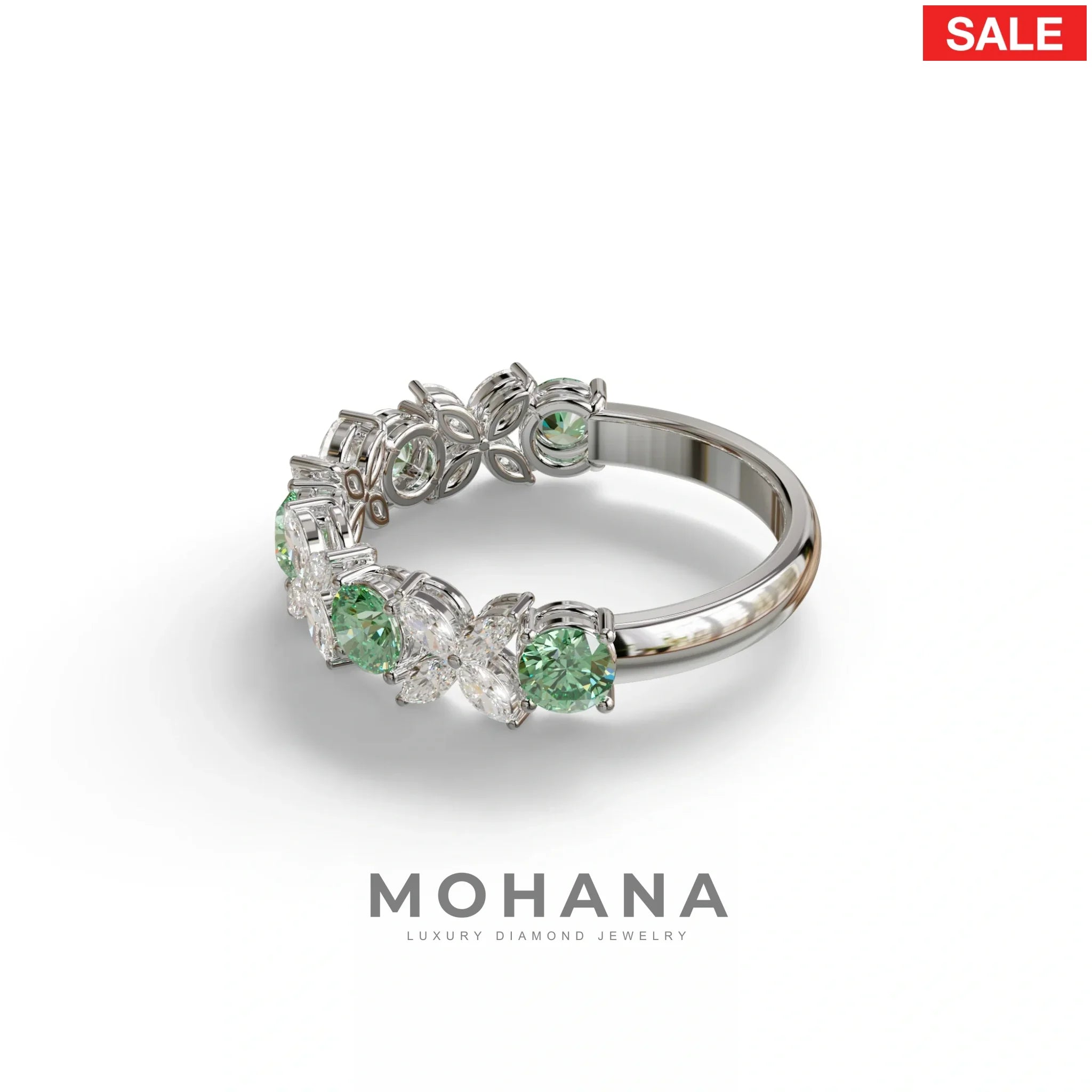Yellow Gold Marquise & Round Brilliant Diamond Flower Cluster Ring - 18k Gold