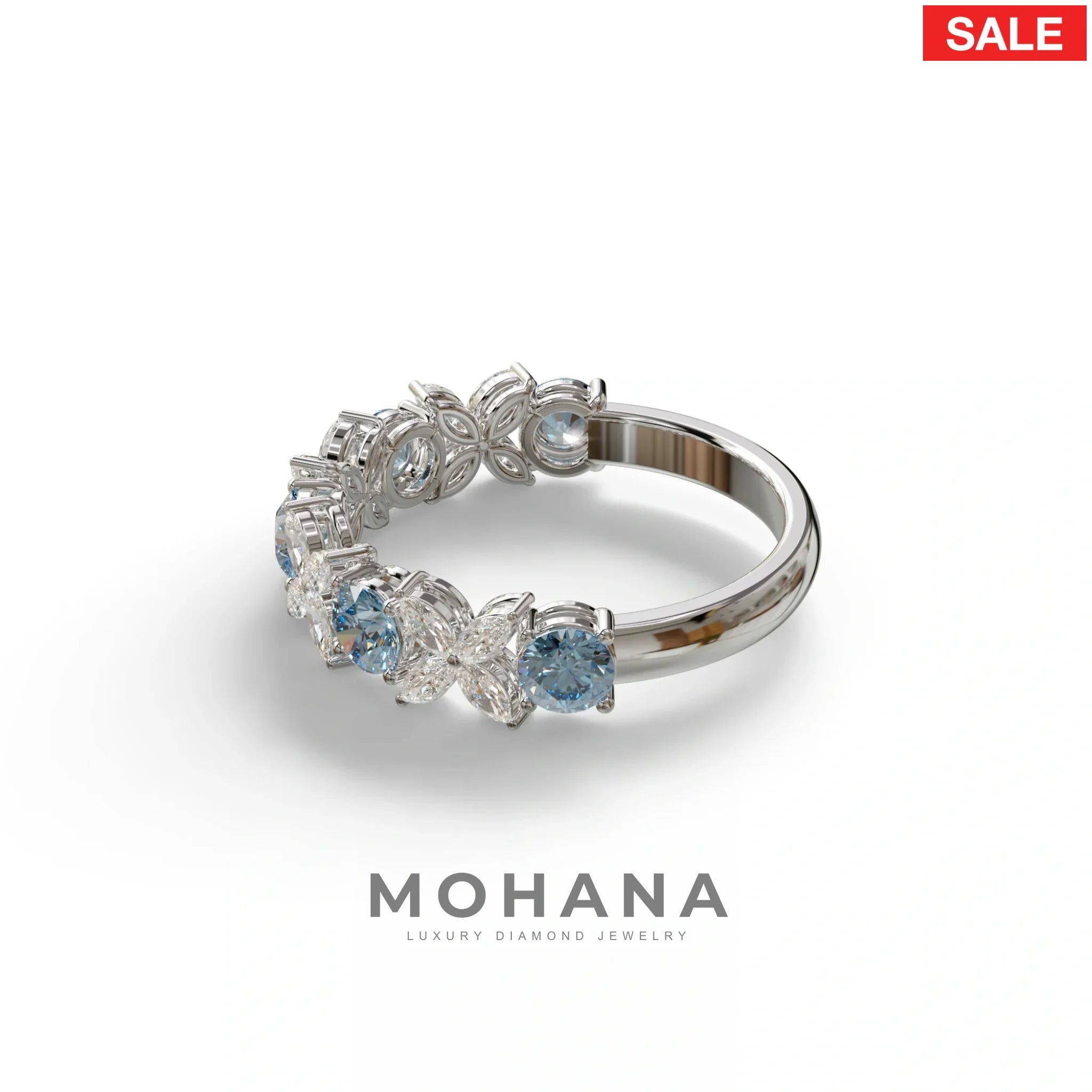 Yellow Gold Marquise & Round Brilliant Diamond Flower Cluster Ring - 18k Gold