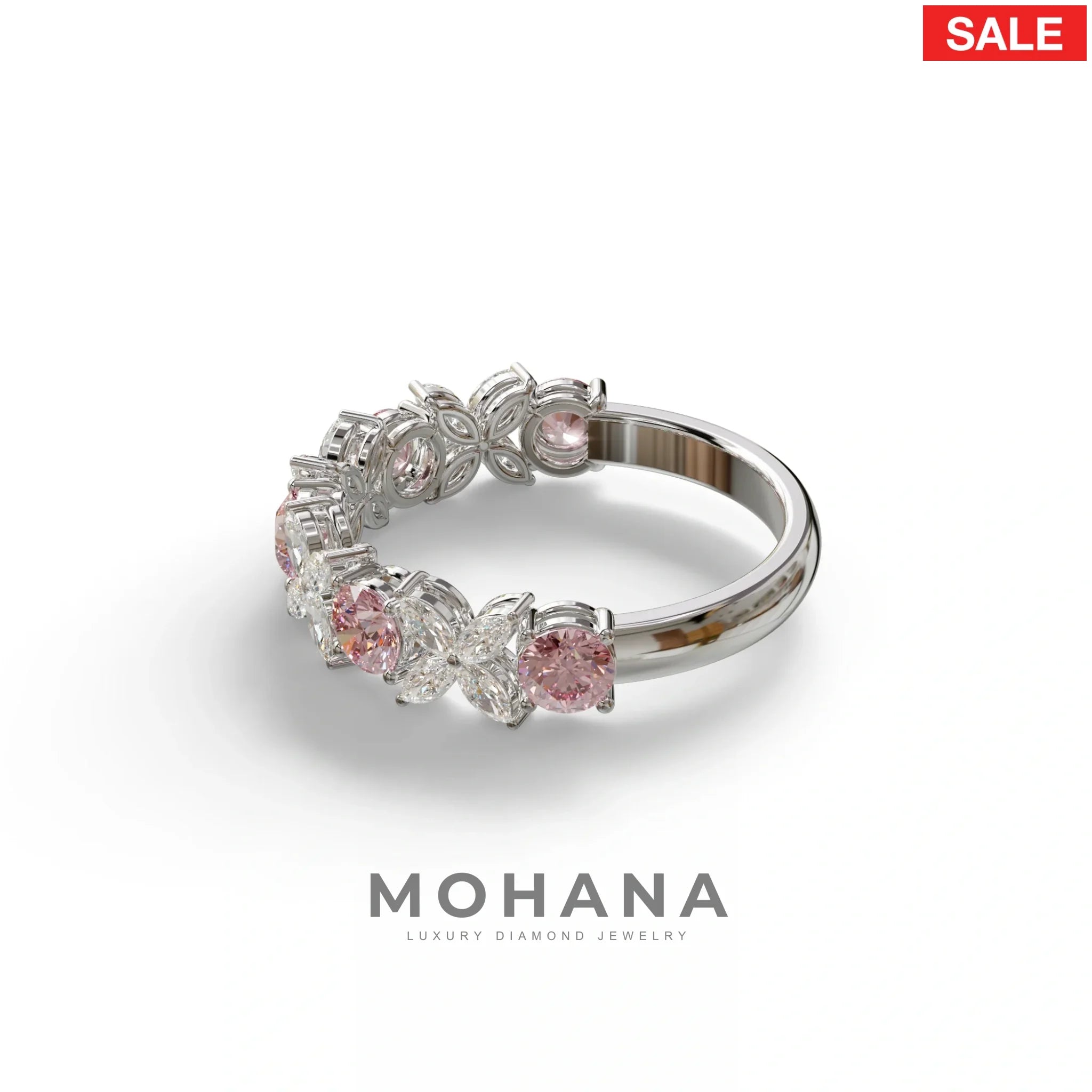 Yellow Gold Marquise & Round Brilliant Diamond Flower Cluster Ring - 18k Gold