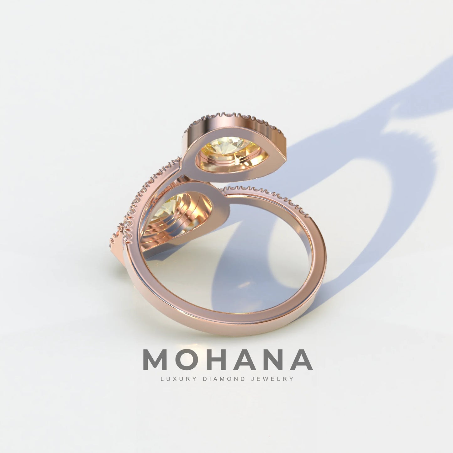 2 Carat Yellow Pear Cut Halo & Pave Lab Grown Diamond Ring - Ahurissant