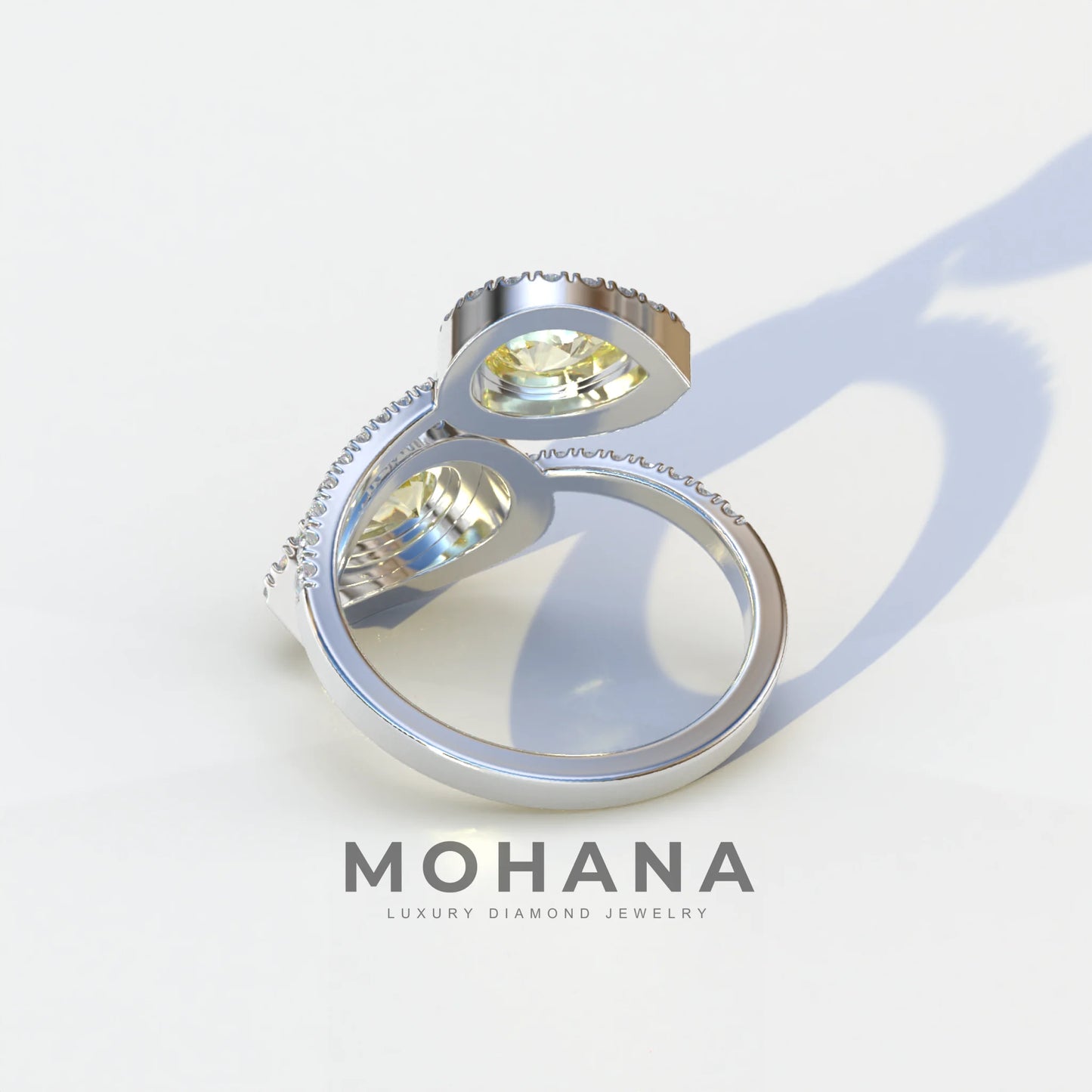 2 Carat Yellow Pear Cut Halo & Pave Lab Grown Diamond Ring - Ahurissant