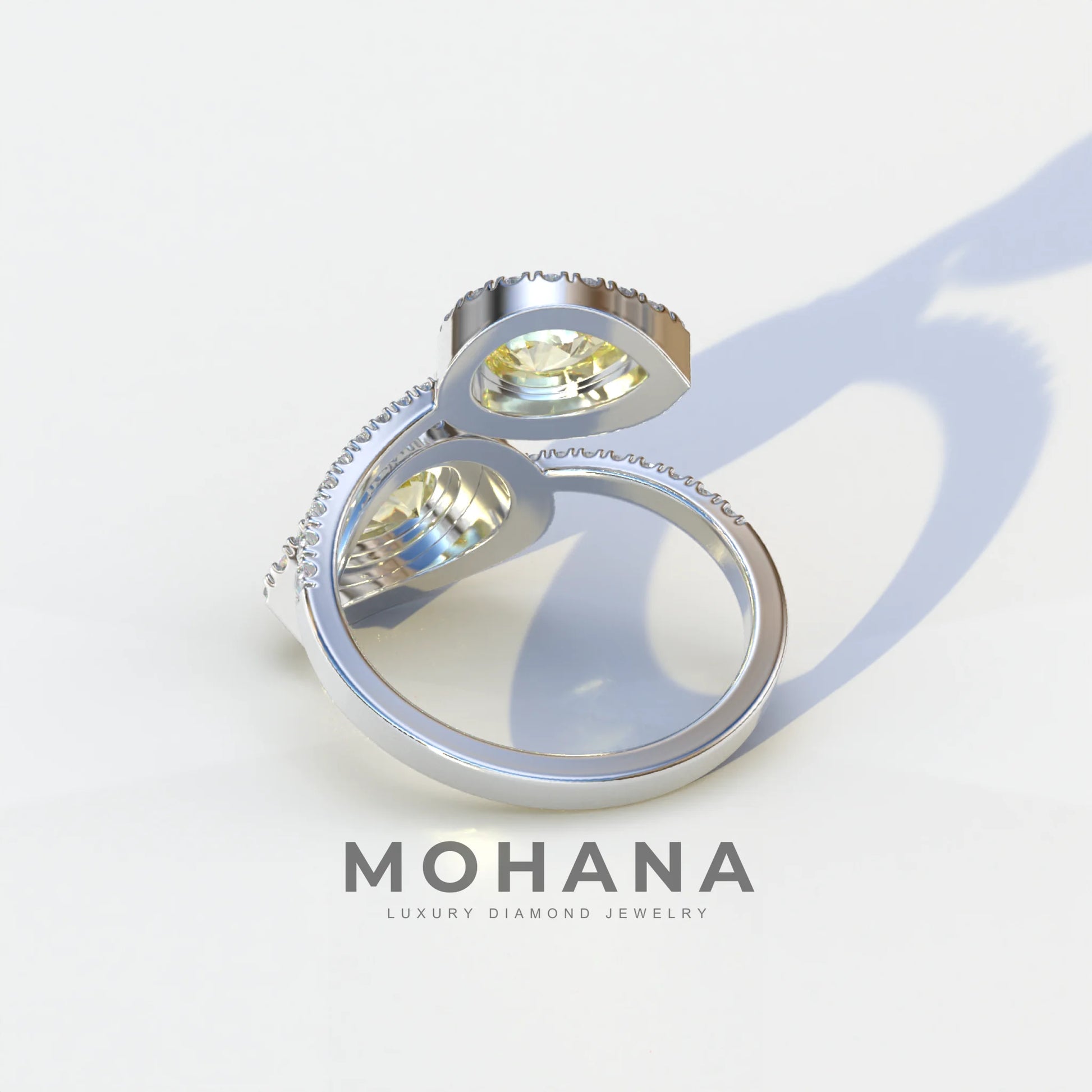 2 Carat Yellow Pear Cut Halo & Pave Lab Grown Diamond Ring - Ahurissant