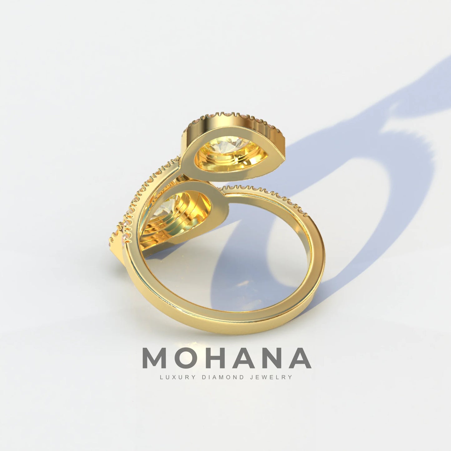 2 Carat Yellow Pear Cut Halo & Pave Lab Grown Diamond Ring - Ahurissant