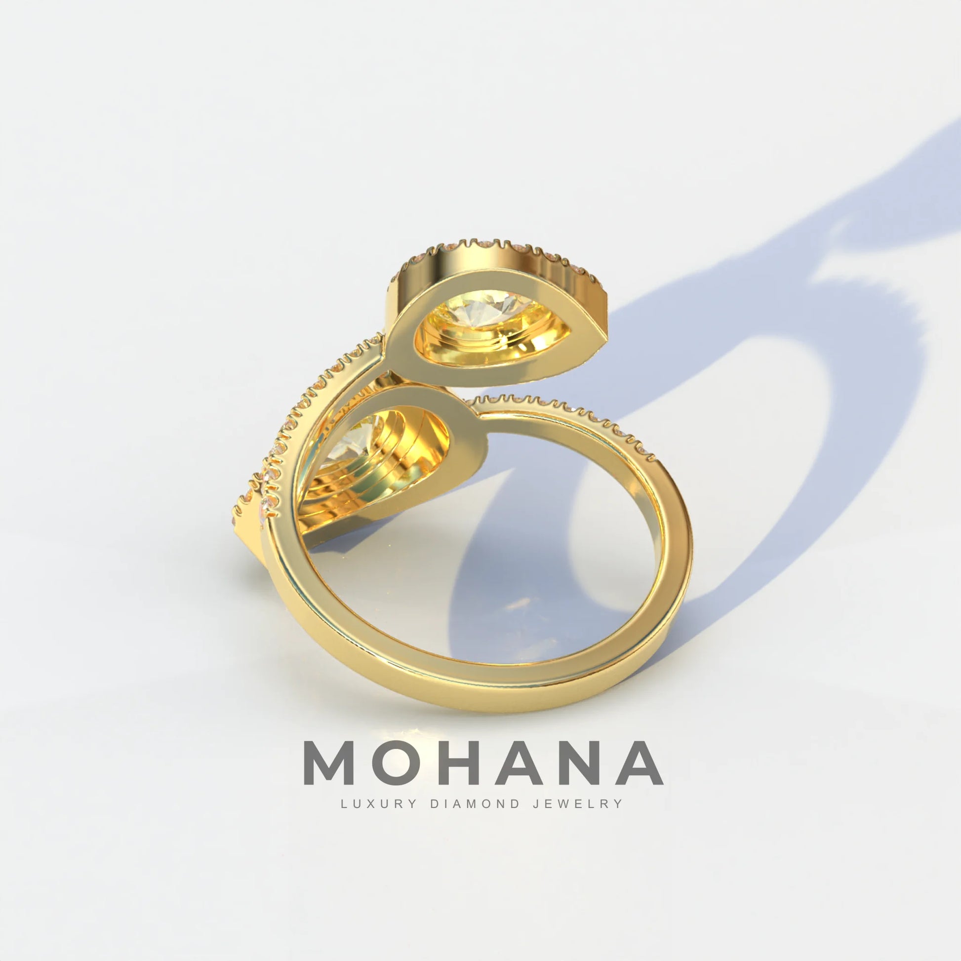 2 Carat Yellow Pear Cut Halo & Pave Lab Grown Diamond Ring - Ahurissant