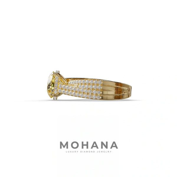2 Carat Yellow Round Cut Hidden Halo Lab & Pave Lab Diamond Ring - Je t’aime alternate view