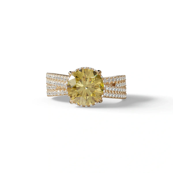 2 Carat Yellow Round Cut Hidden Halo Lab & Pave Lab Diamond Ring - Je t’aime