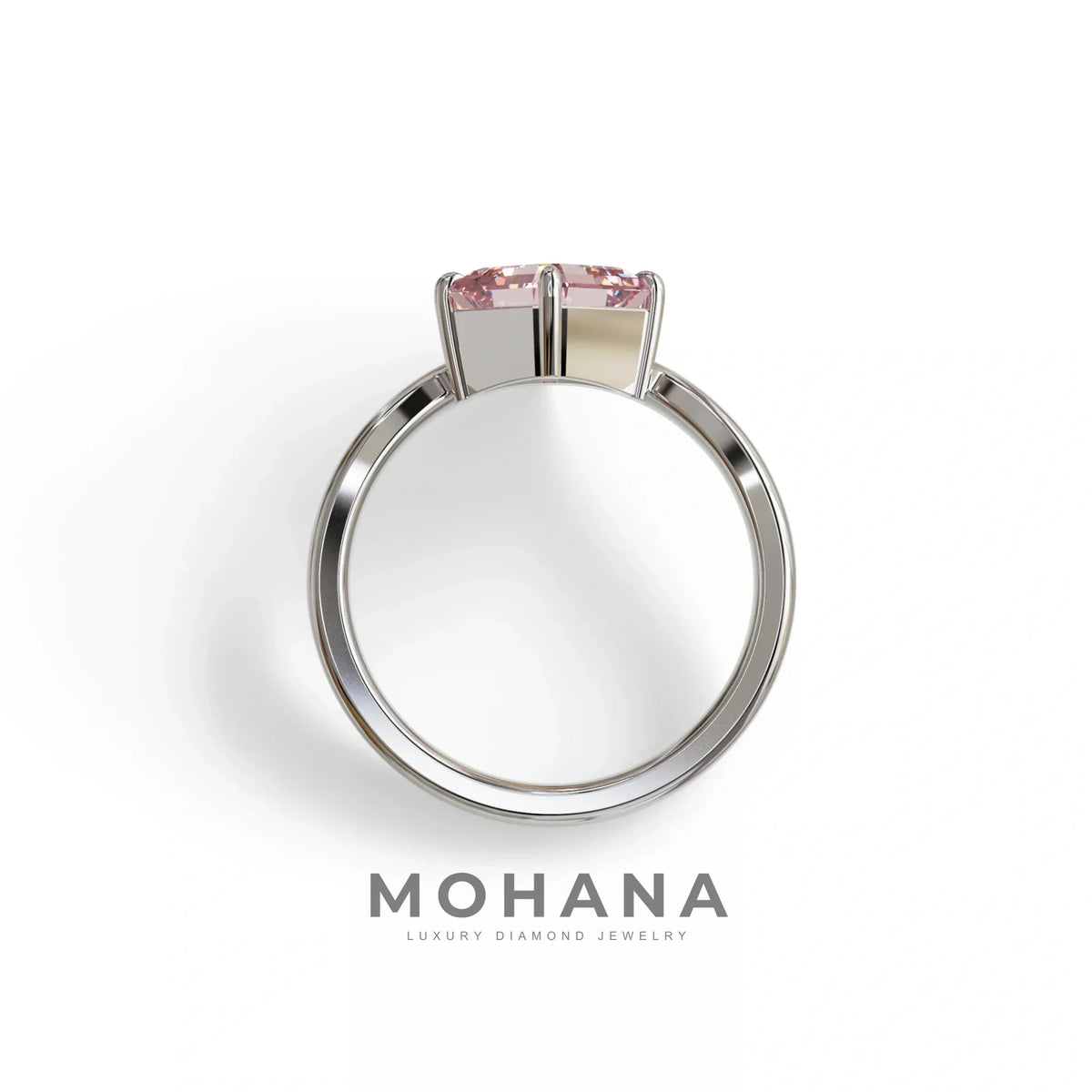 2 Ct Fancy Intense Pink Asscher Cut Lab Diamond Solitaire Engagement Ring - Louily