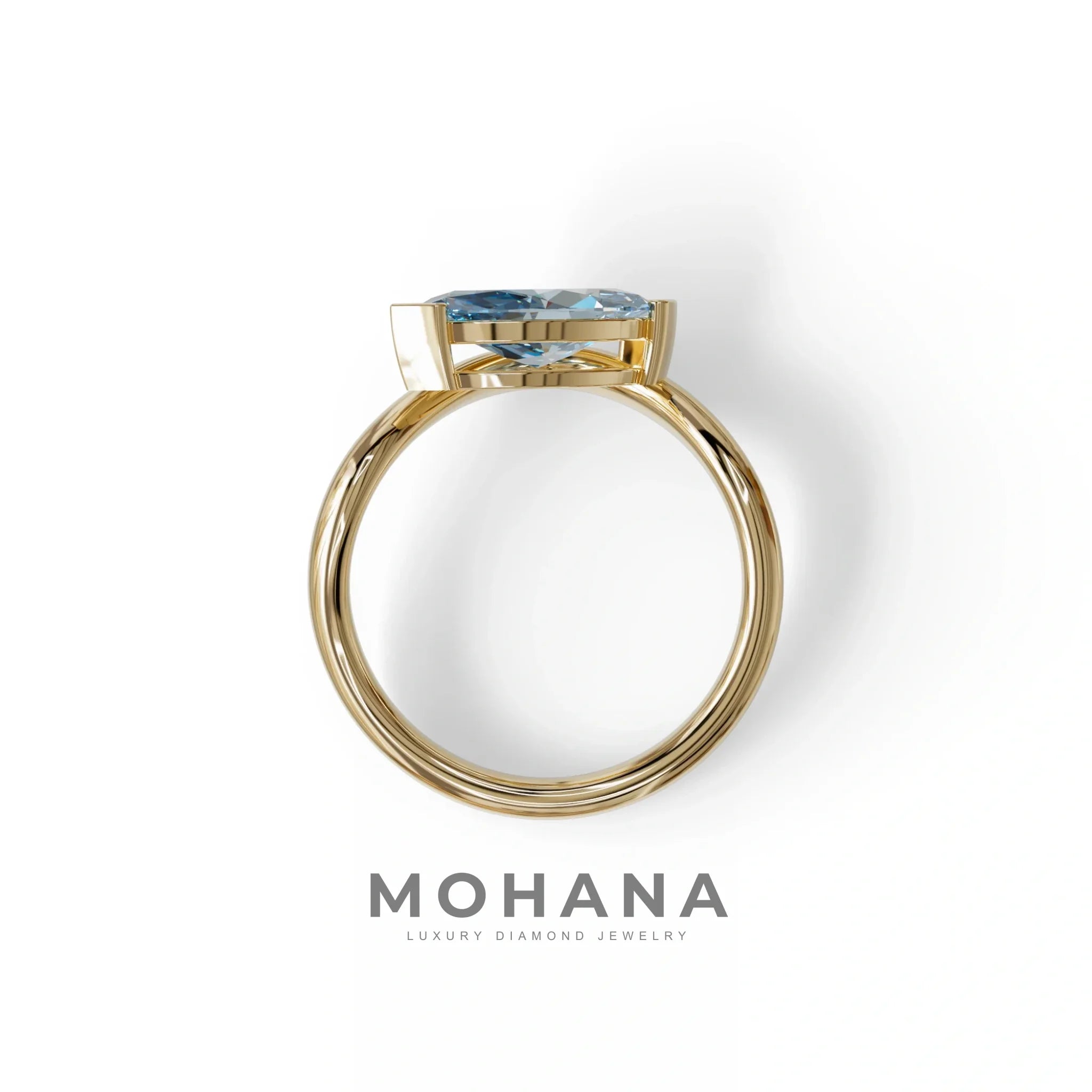 2 Ct Fancy Vivid Blue Marquise Cut Lab Diamond In Solitaire Setting Ring - Jiani