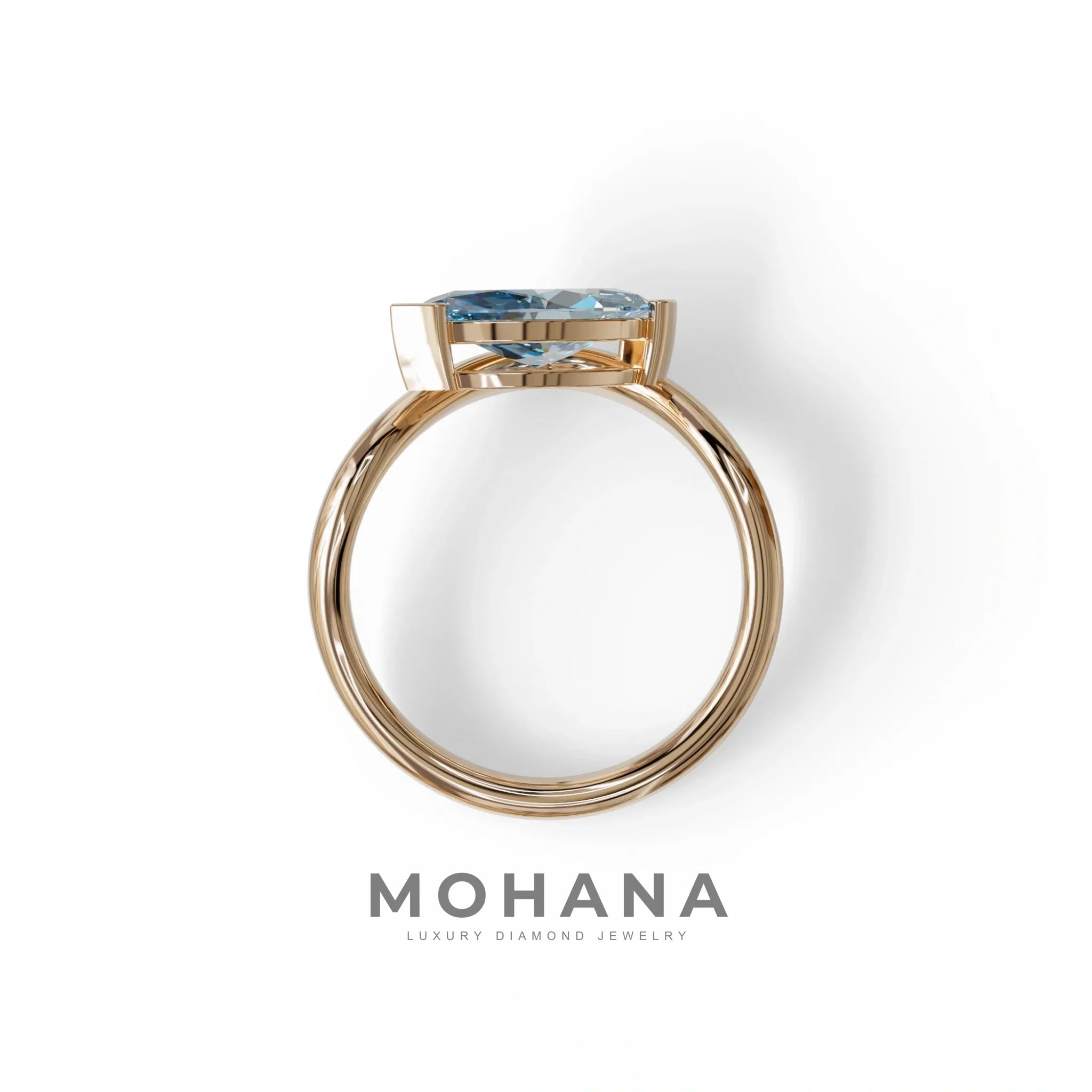 2 Ct Fancy Vivid Blue Marquise Cut Lab Diamond In Solitaire Setting Ring - Jiani