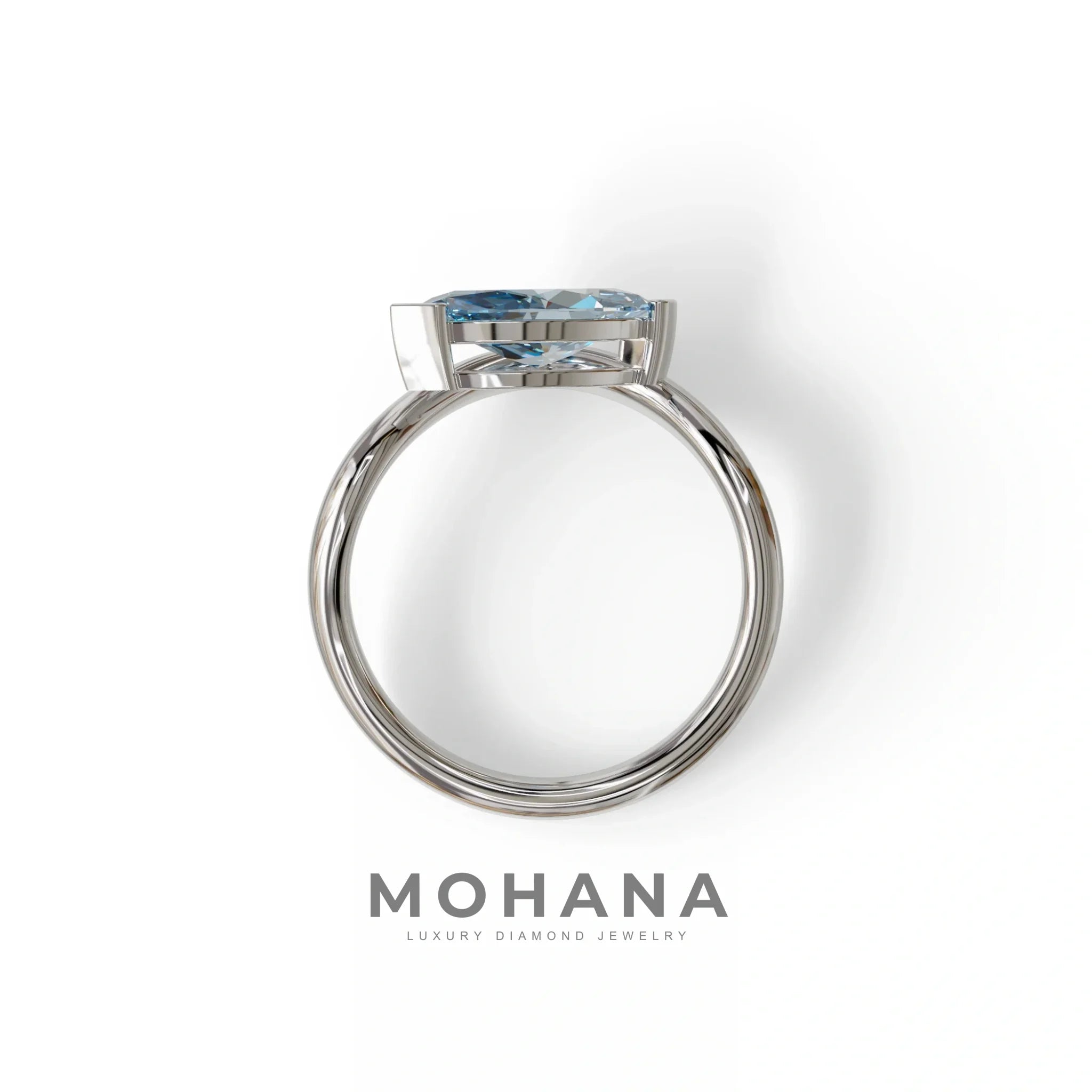 2 Ct Fancy Vivid Blue Marquise Cut Lab Diamond In Solitaire Setting Ring - Jiani