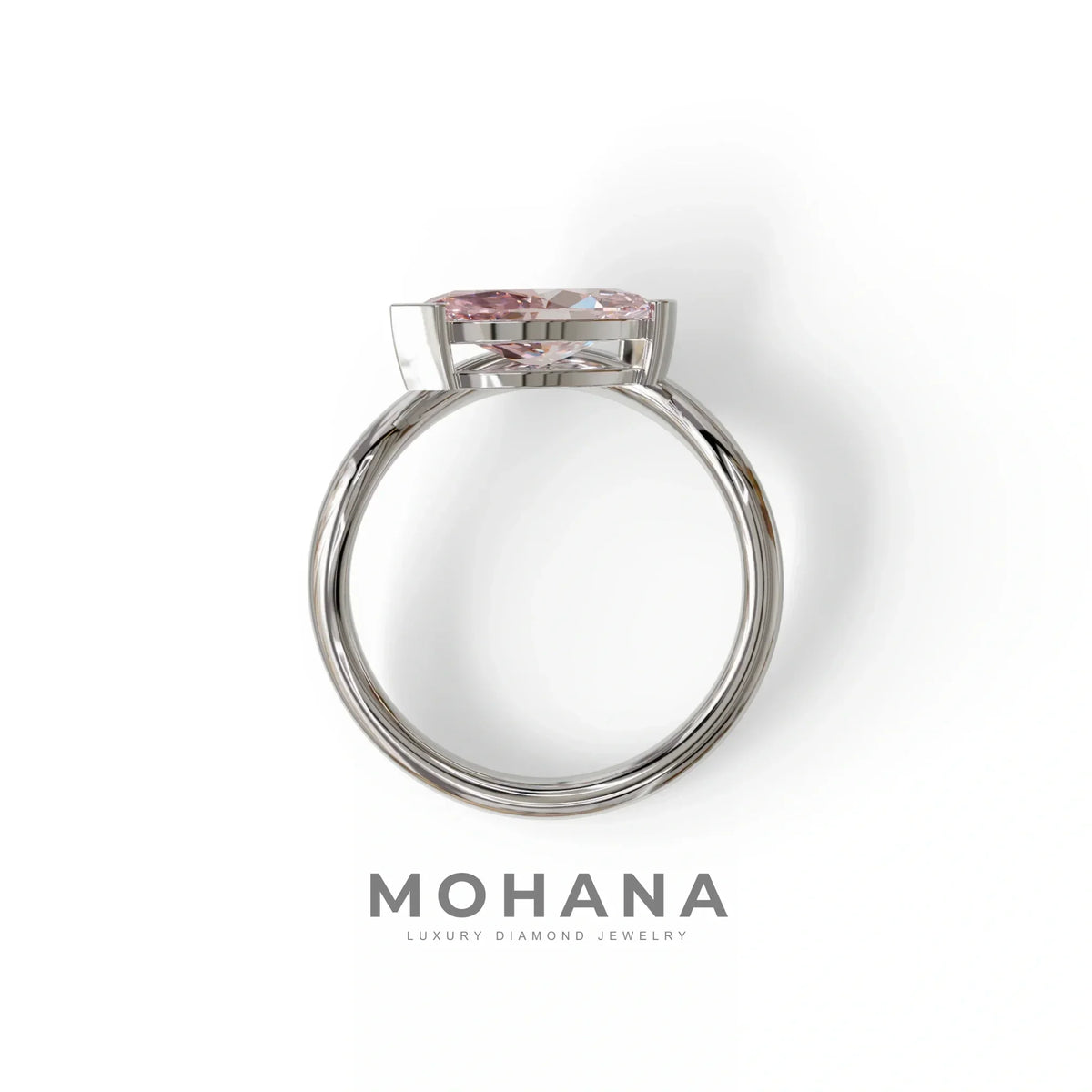 2 Ct Fancy Vivid Pink Marquise Cut Lab Diamond In Solitaire Setting Ring - Jiani