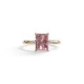 2 Ct Fancy Vivid Pink Radiant Cut Lab Grown Diamond Engagement Ring | Space-Chanel Setting - Elaria - 10K Solid Gold