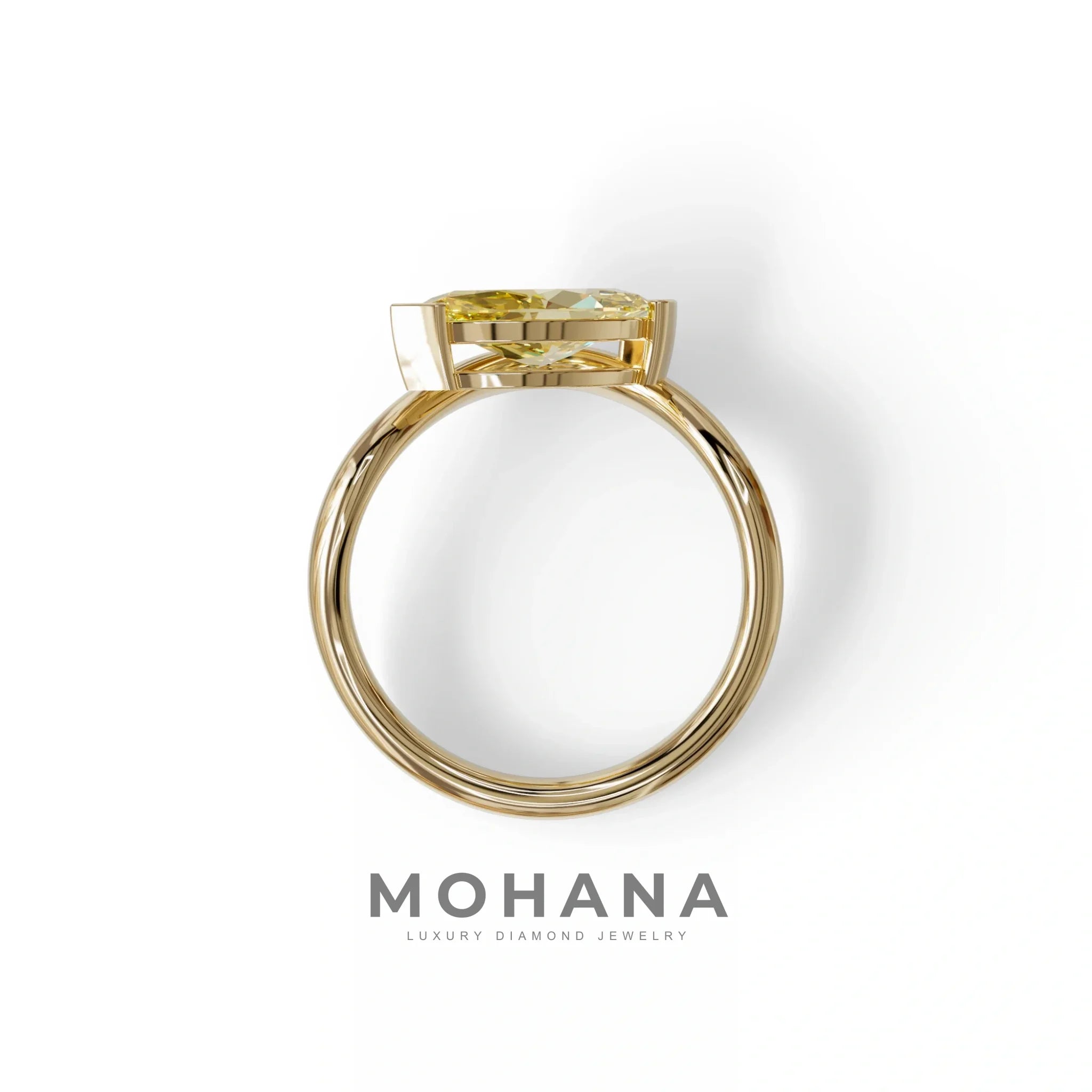 2 Ct Fancy Vivid Yellow Marquise Cut Lab Diamond In Solitaire Setting Ring - Jiani