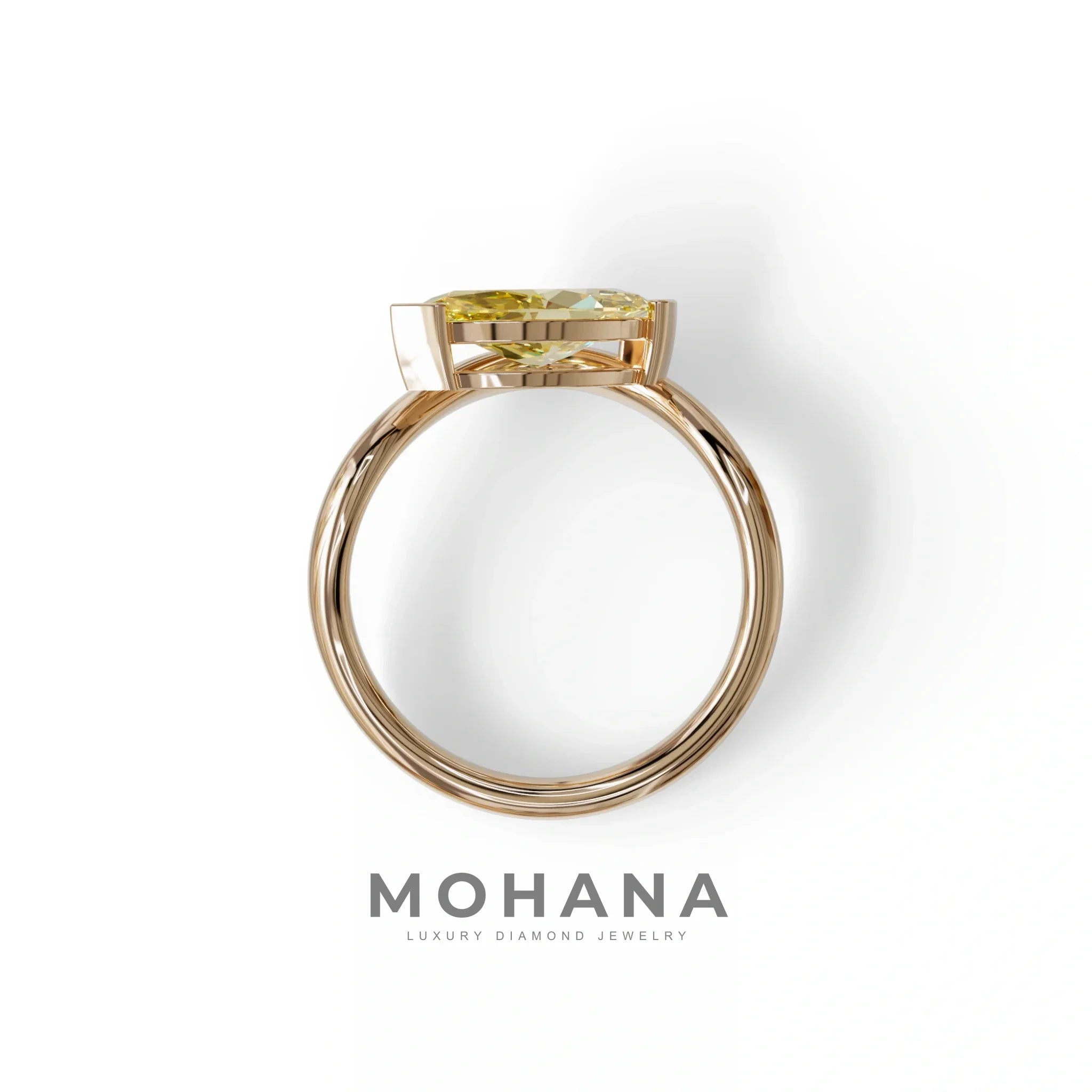 2 Ct Fancy Vivid Yellow Marquise Cut Lab Diamond In Solitaire Setting Ring - Jiani