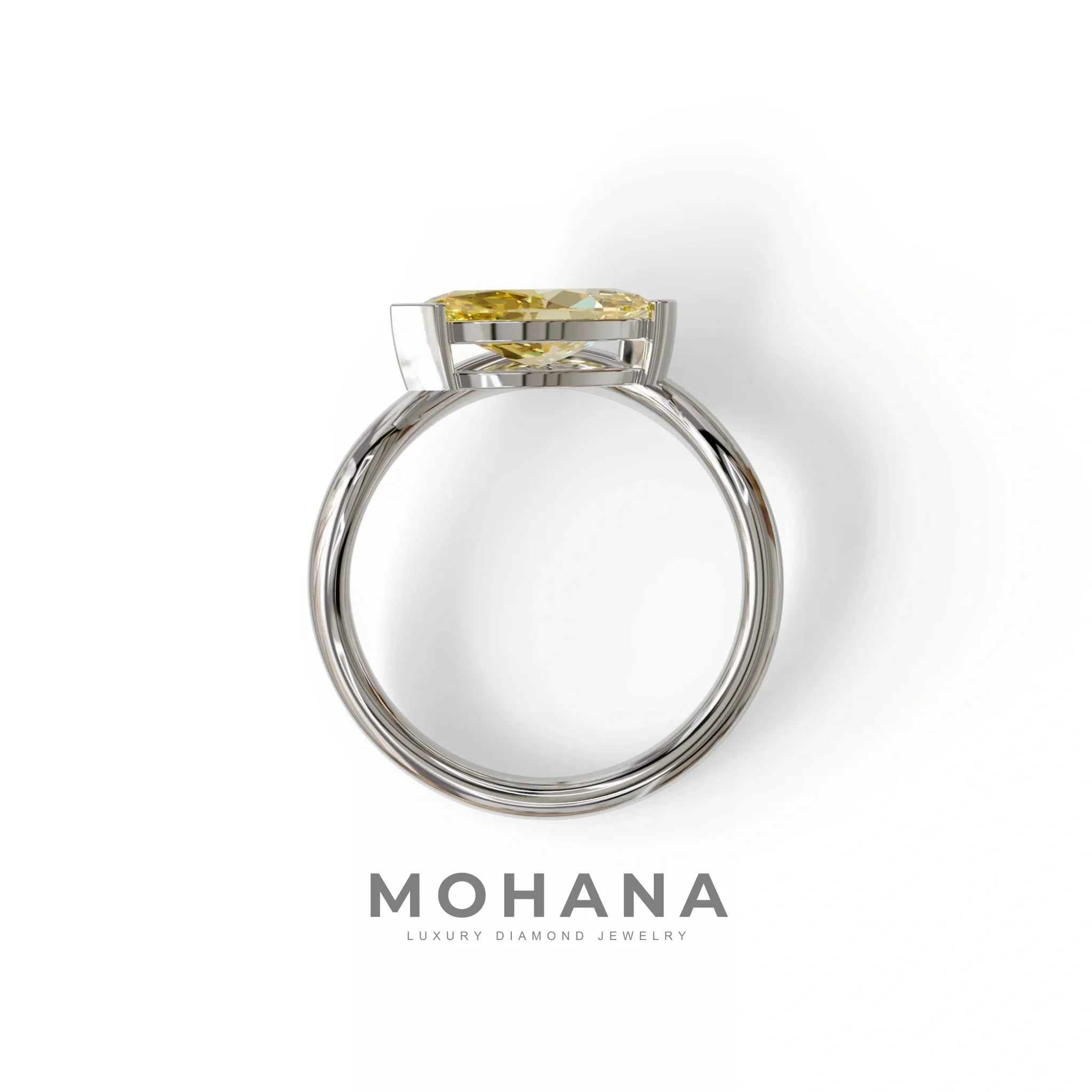 2 Ct Fancy Vivid Yellow Marquise Cut Lab Diamond In Solitaire Setting Ring - Jiani