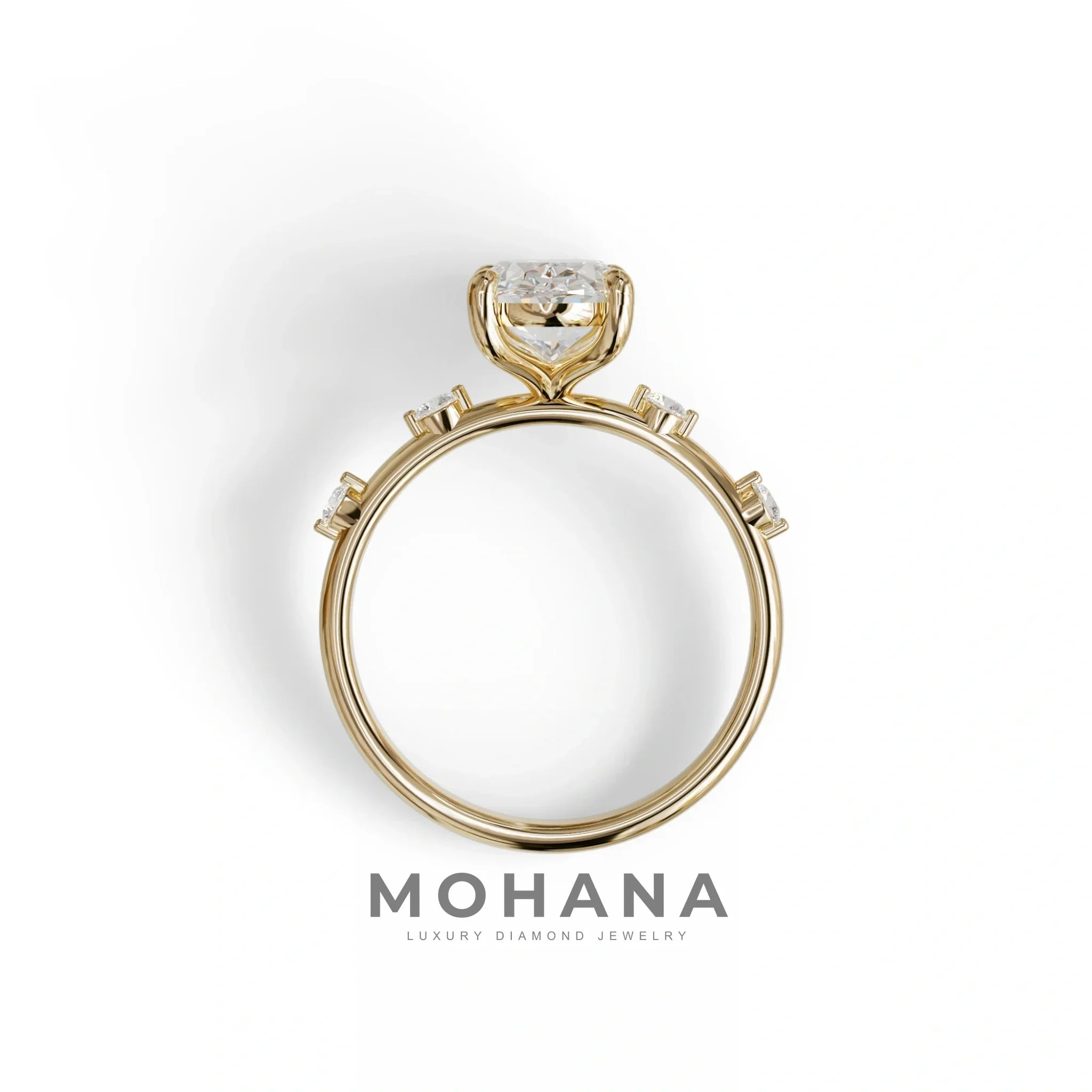 2 Ct Oval Cut Lab Diamond In Space-Chanel Setting Ring - Celestial