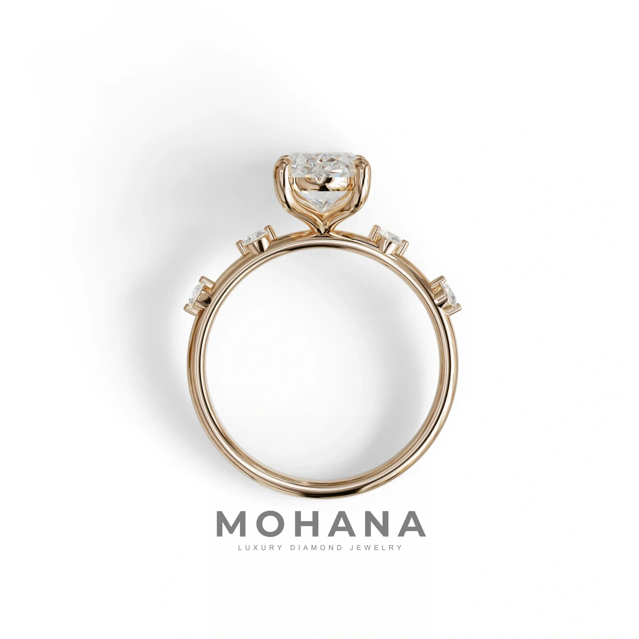 2 Ct Oval Cut Lab Diamond In Space-Chanel Setting Ring - Celestial