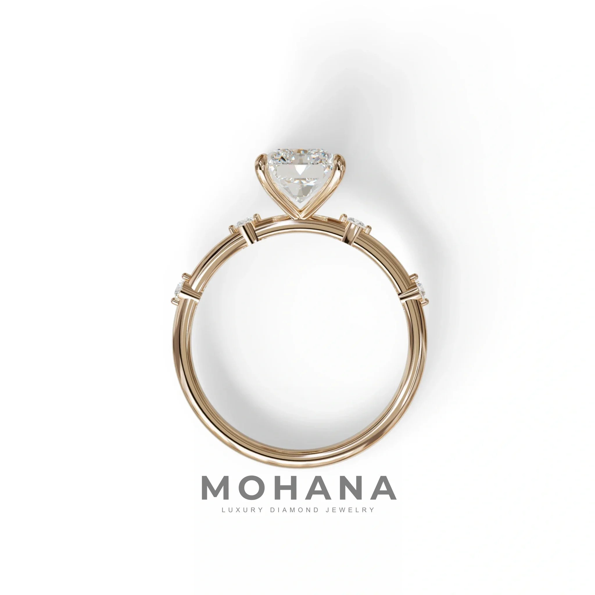 2 Ct Radiant Cut Lab Grown Diamond Engagement Ring | Space-Chanel Setting - Elaria
