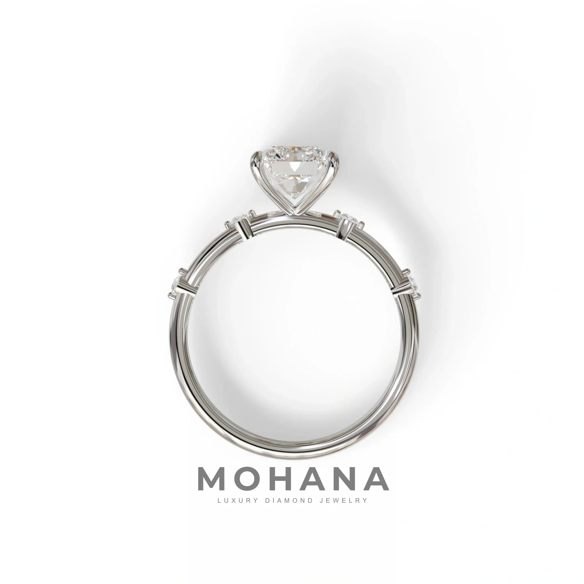 2 Ct Radiant Cut Lab Grown Diamond Engagement Ring | Space-Chanel Setting - Elaria