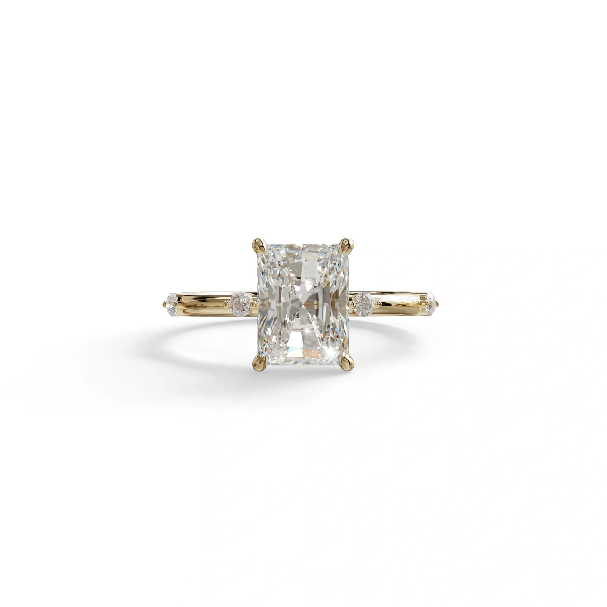 2 Ct Radiant Cut Lab Grown Diamond Engagement Ring | Space-Chanel Setting - Elaria - 10K Solid Gold / Yellow Gold
