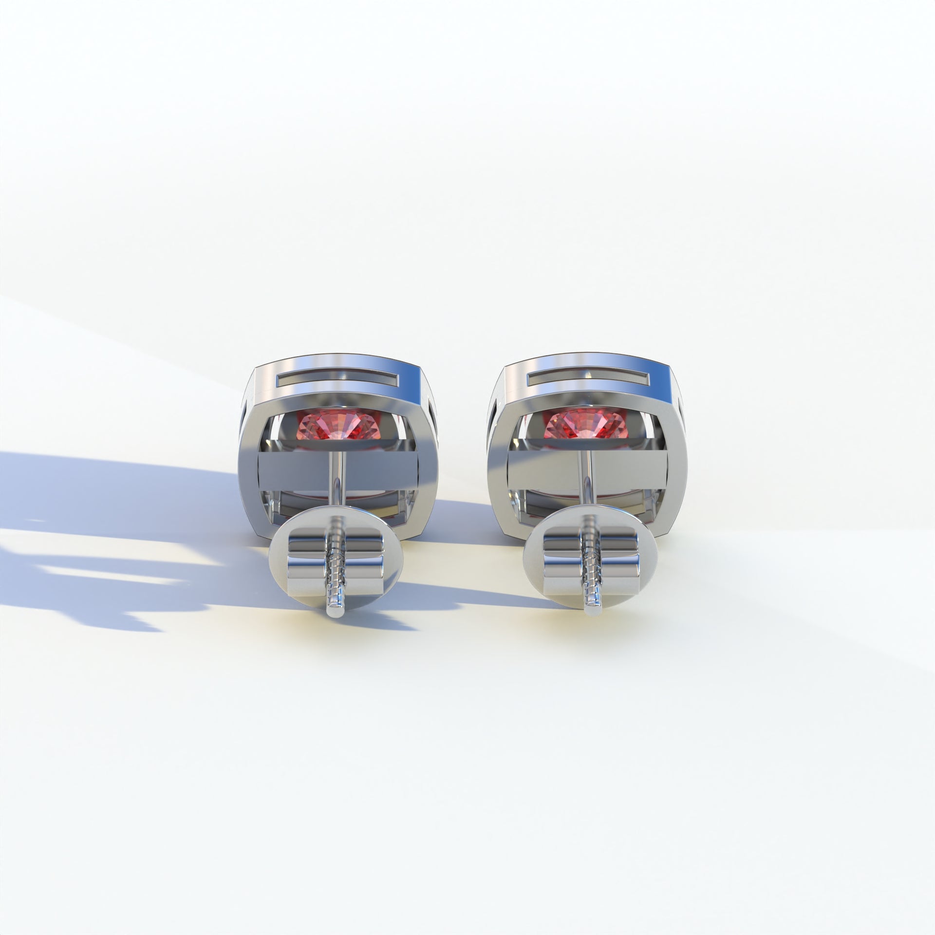 Kiara - Cushion Cut Pink Diamond Stud Earrings | Halo Earring Setting
