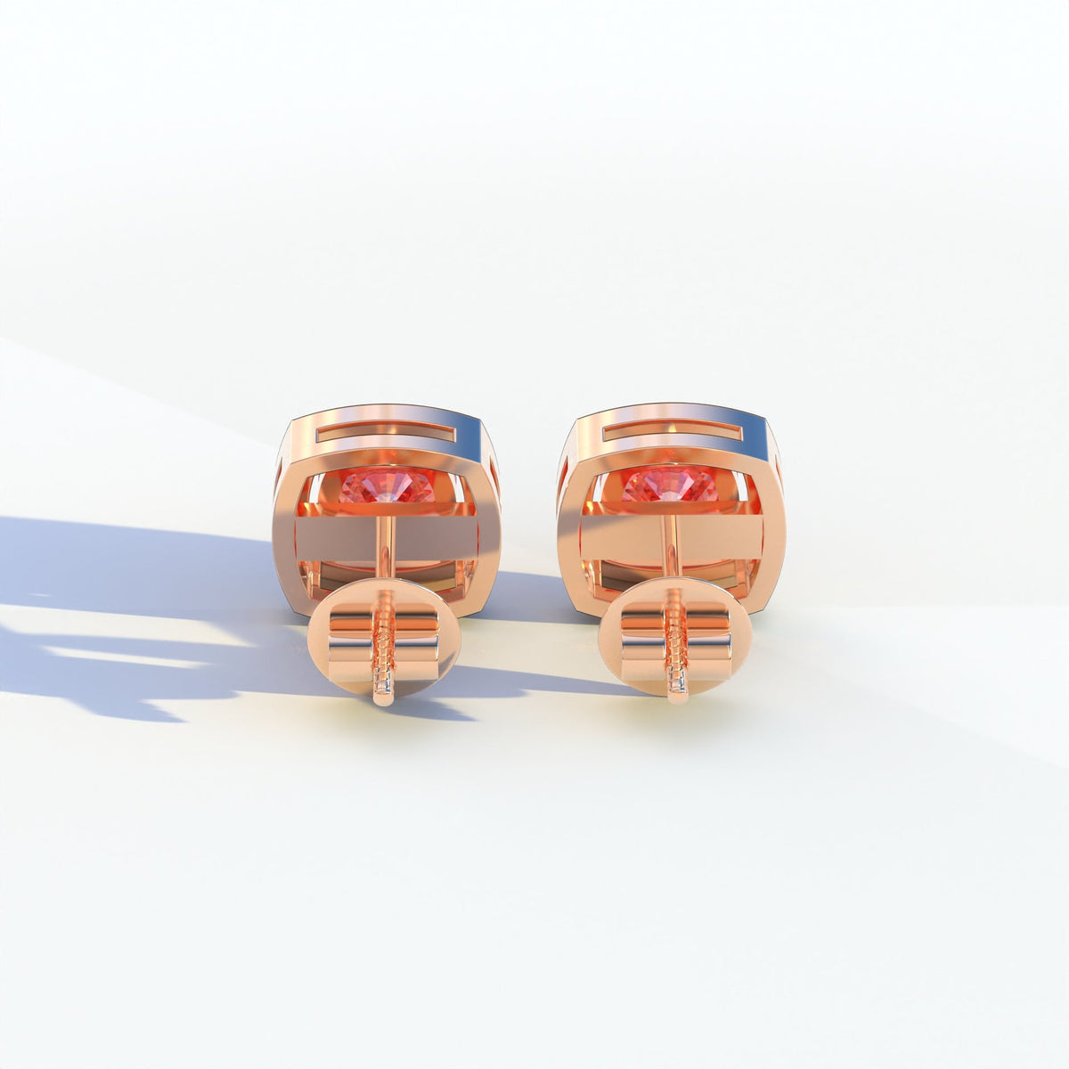 Kiara - Cushion Cut Pink Diamond Stud Earrings | Halo Earring Setting