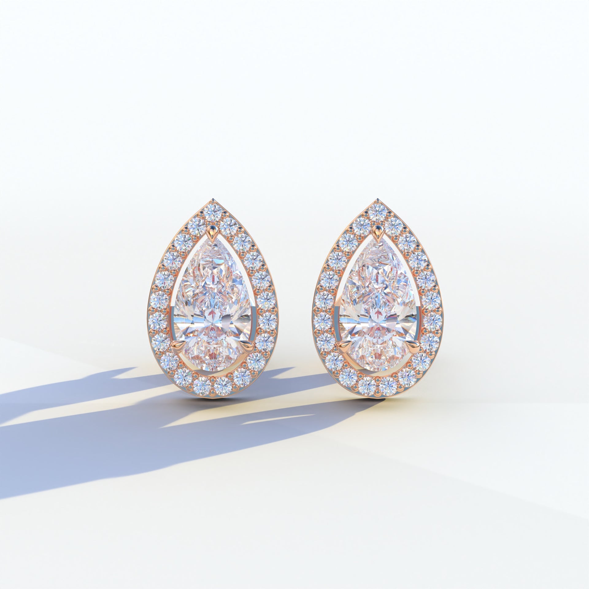 Carat Pear Cut Lab Diamond Stud Earrings Halo Setting – Kelly