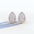 3 Carat Pear Cut Lab Diamond Stud Earrings | Halo Setting - Kelly - 10K Solid Gold / Rose Gold